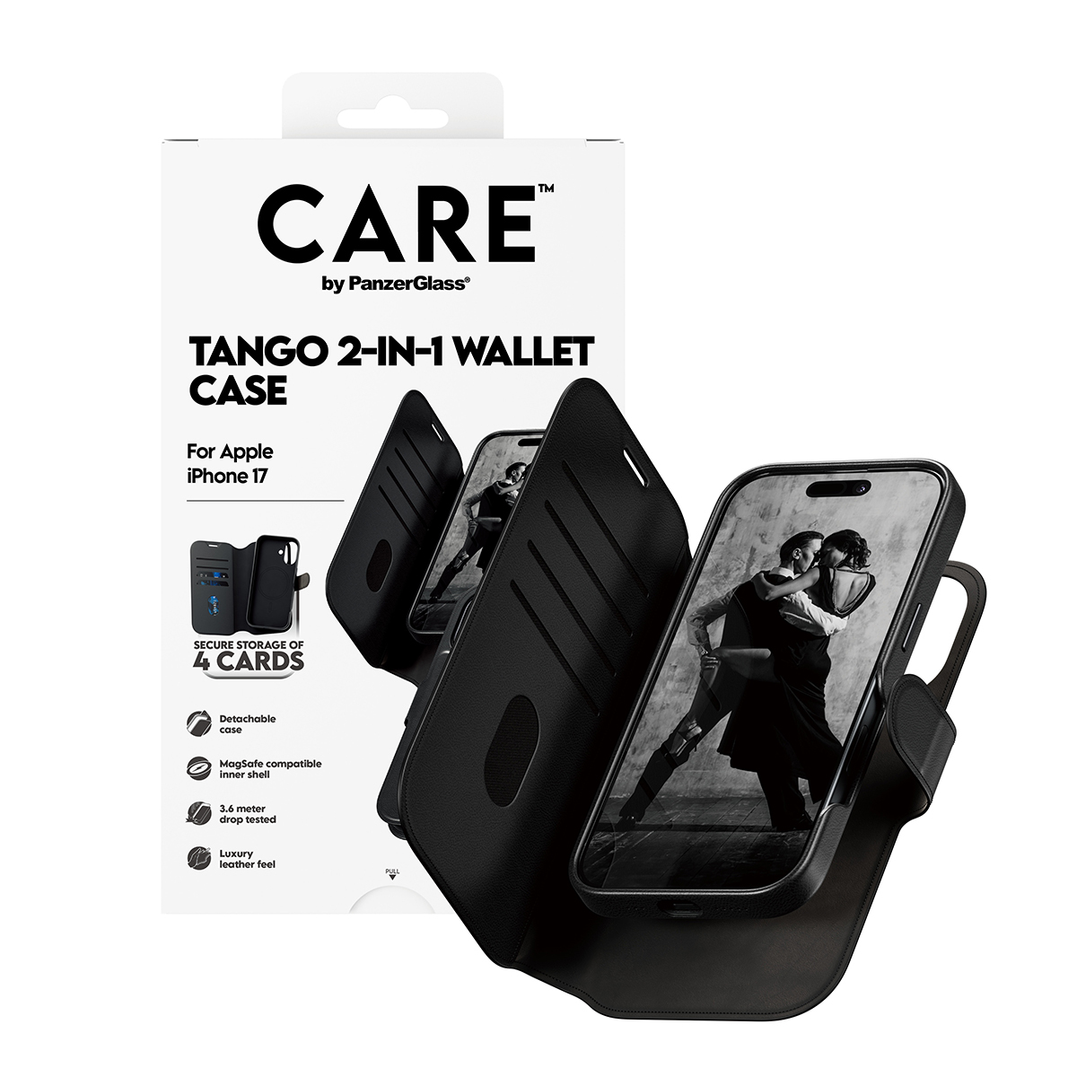 PanzerGlass CARE by � Feature Case Tango Two-in-One Walle Case w. MagSafe iPhone 17 funda para tel�fono m�vil Negro