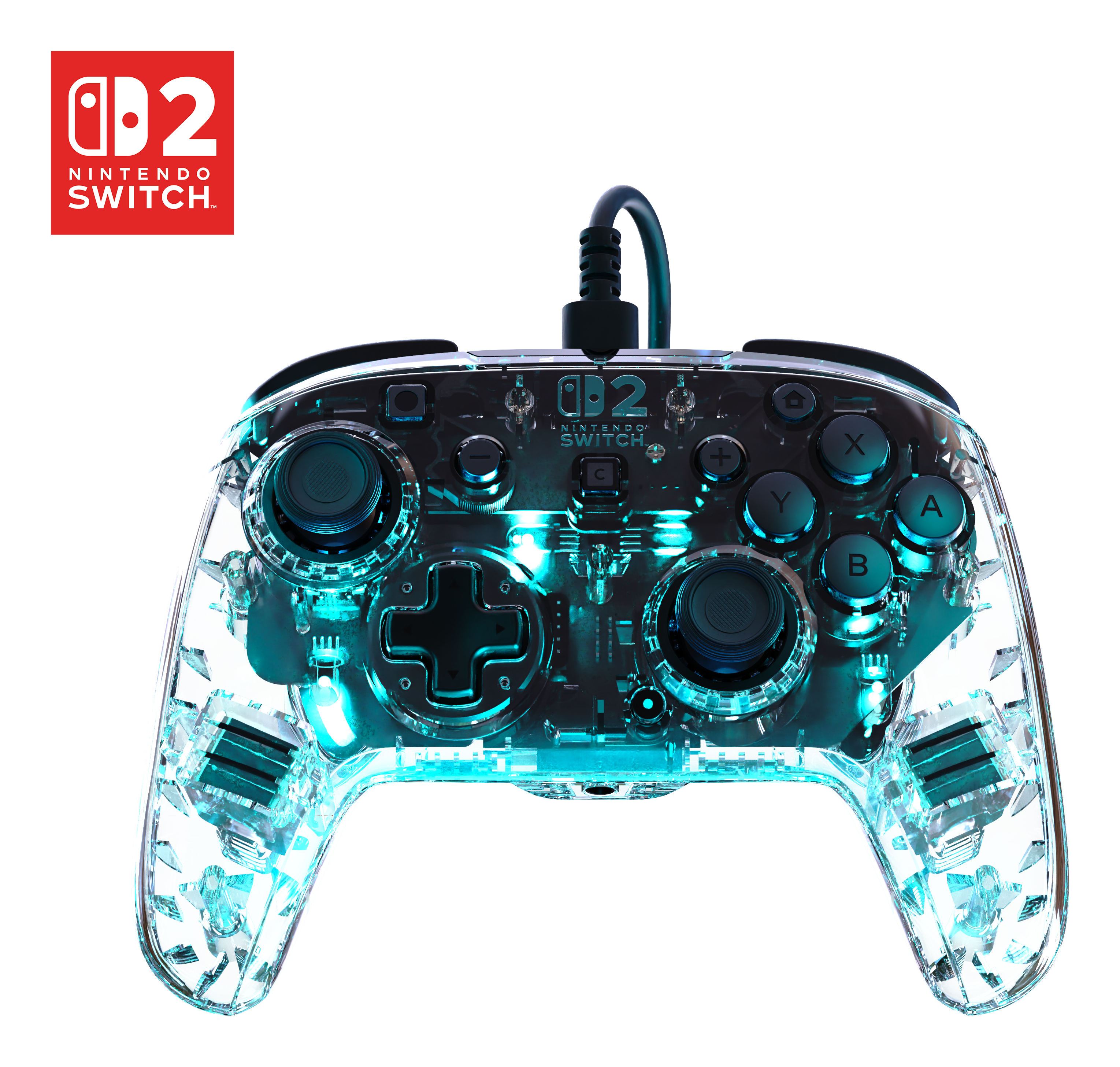 Turtle Beach Afterglow Clear Wired RGB Gaming Controller. Officially licensed Nintendo for Nintendo Switch 2
