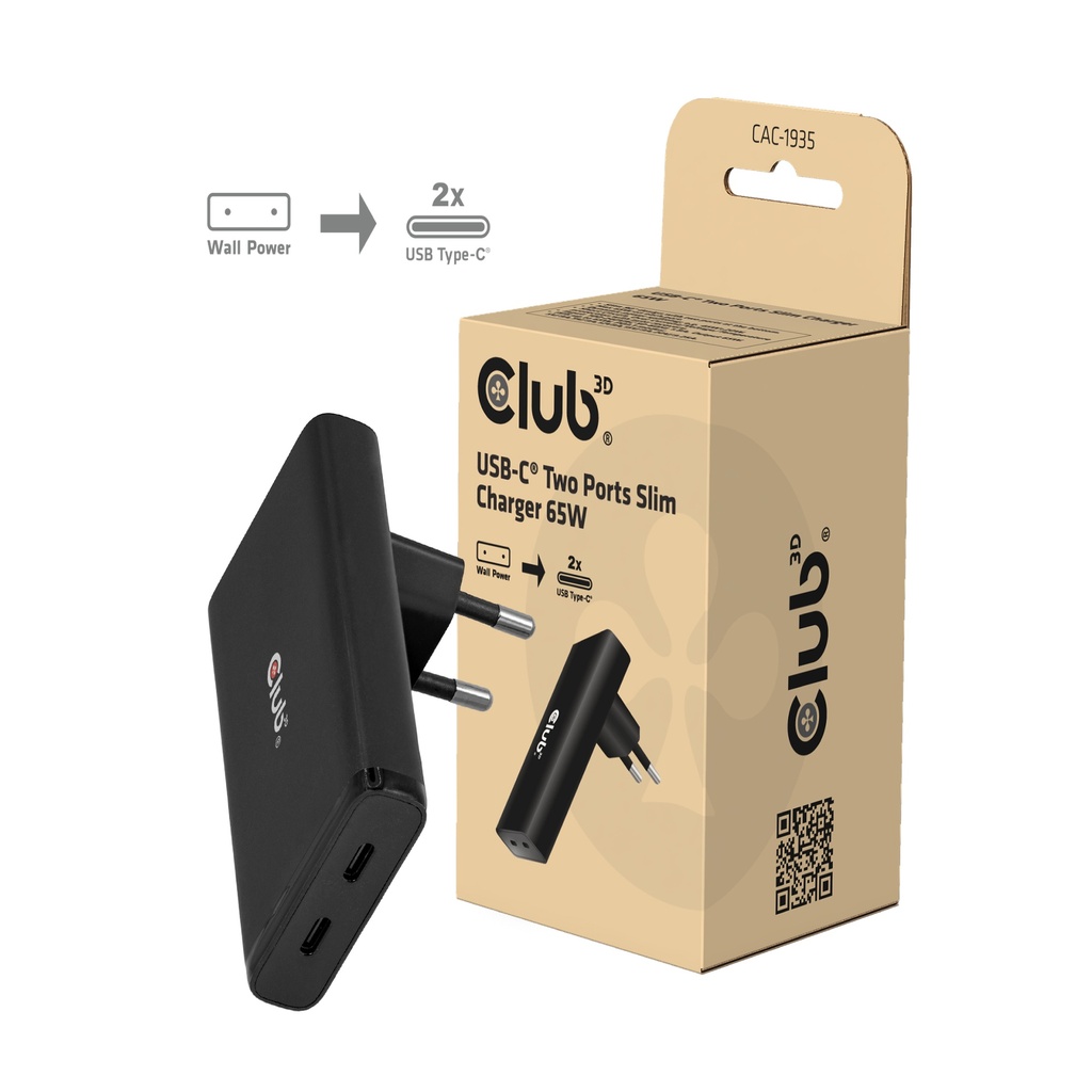CLUB3D CAC-1935 Caricabatterie per dispositivi mobili Universale Nero AC Ricarica rapida Interno