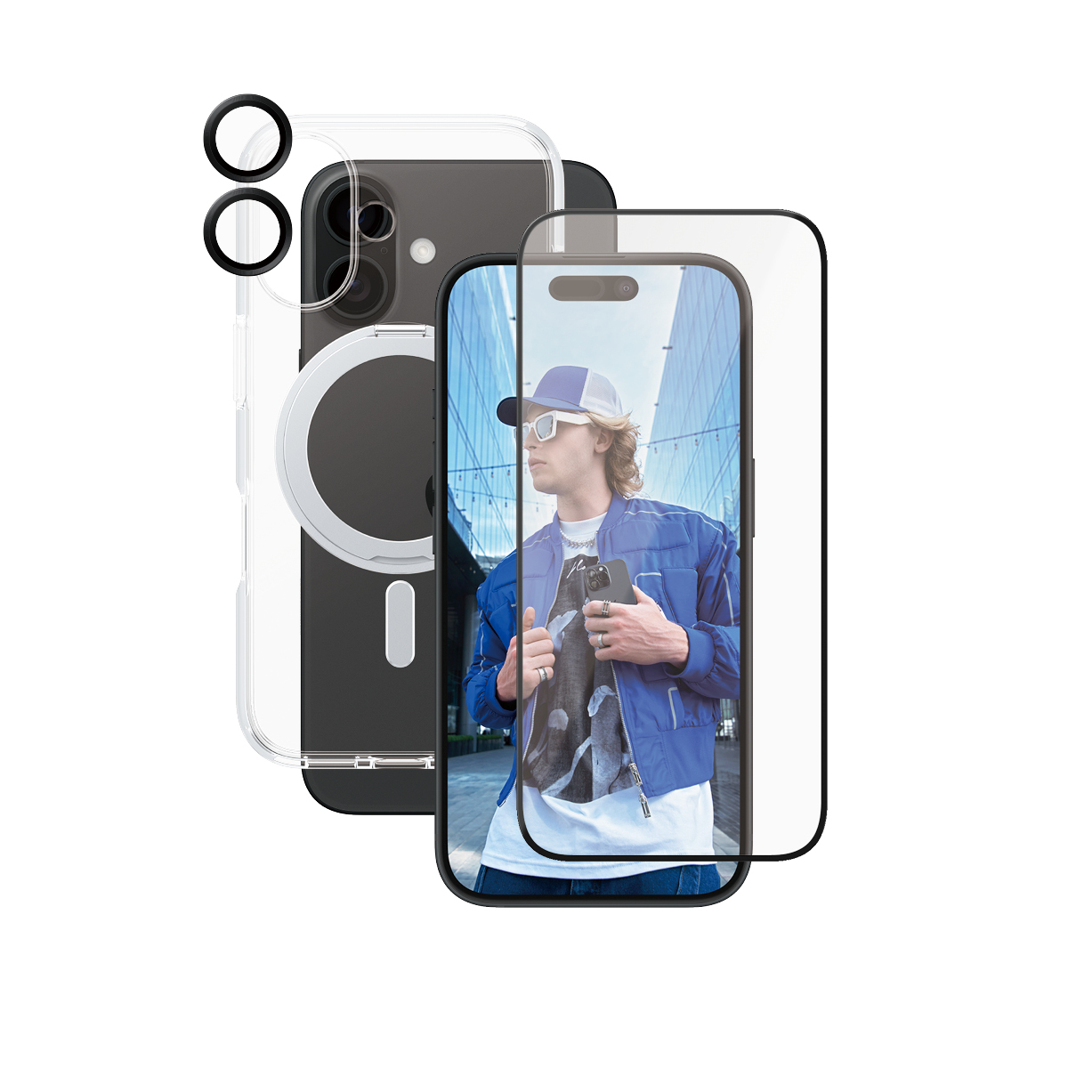 PanzerGlass CARE by PanzerGlass - 3-in-1 Schutzpacket - hintere Abdeckung f�r Mobiltelefon - Keramik - kompatibel mit MagSafe - Polycarbonat, Thermoplastisches Polyurethan (TPU)