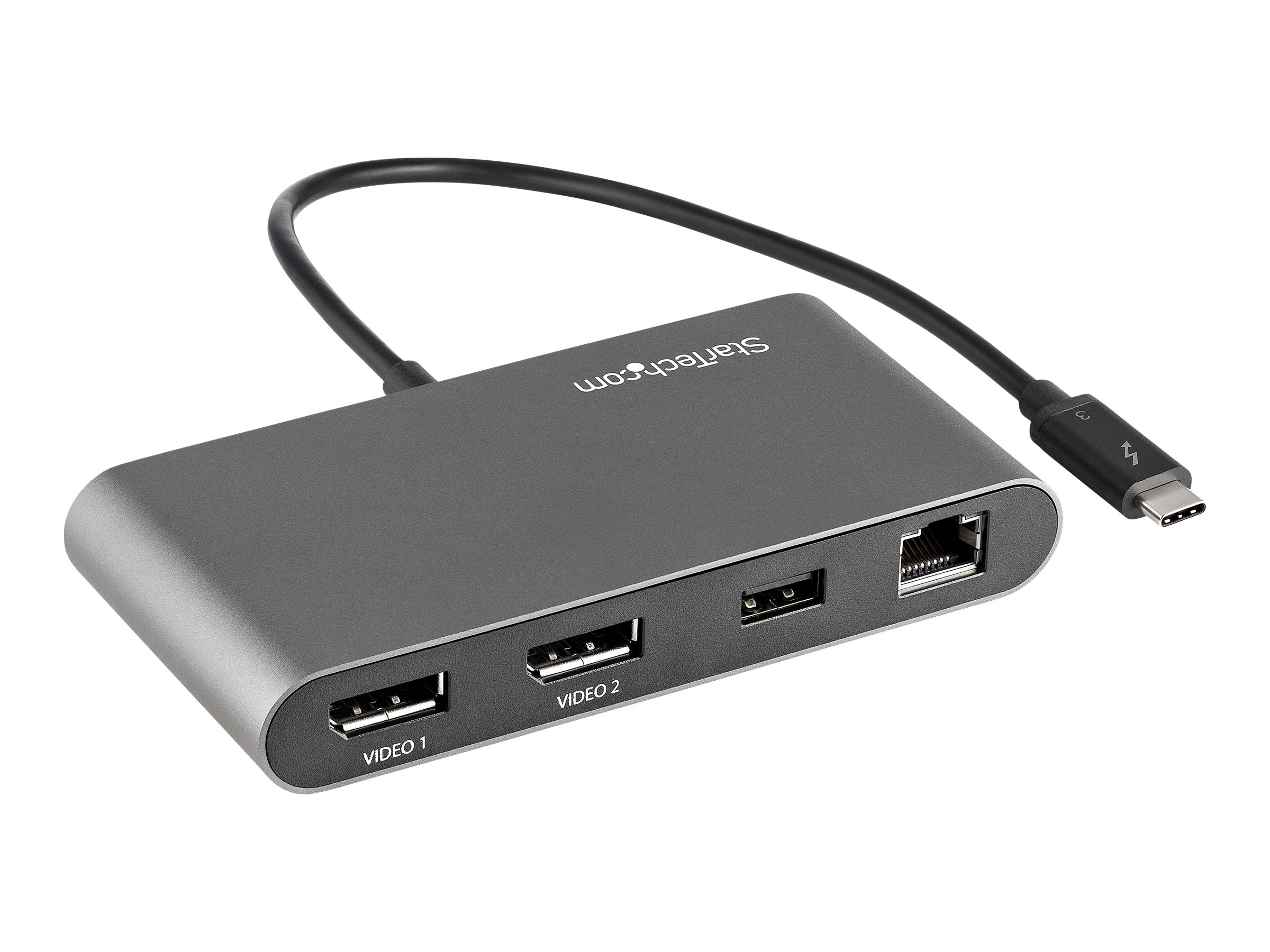 StarTech.com Thunderbolt 3 Mini Dock - Portable Dual Monitor Docking Station with DP 4K 60Hz, 1x USB-A Hub (USB 3.0/5 Gbps), GbE - 11in/28cm Cable - TB3 Multiport Adapter - Mac/Windows
