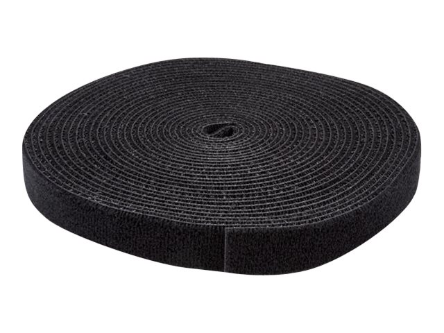 StarTech.com 25ft Hook and Loop Roll - Cut-to-Size Reusable Cable Ties - Bulk Industrial Wire Fastener Tape /Adjustable Fabric Wraps Black / Resuable Self Gripping Cable Management Straps