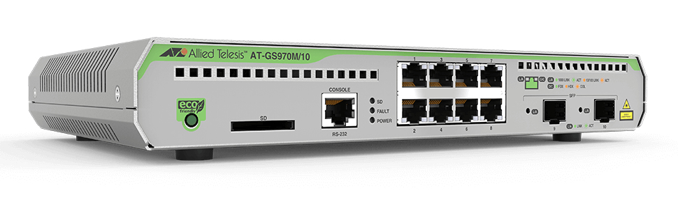 Allied Telesis AT-GS970M/10PS-30 switch Gestionado L3 10G Ethernet (100/1000/10000) Energa sobre Ethernet (PoE) Gris