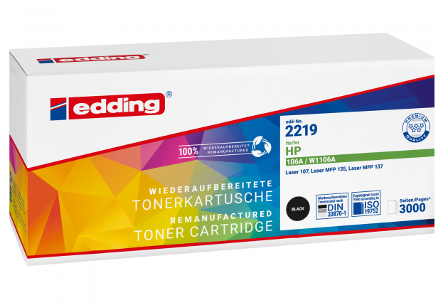 EDDING EDD-2219 schwarz Toner kompatibel zu HP 106A W1106A - Kompatibel - Tonereinheit