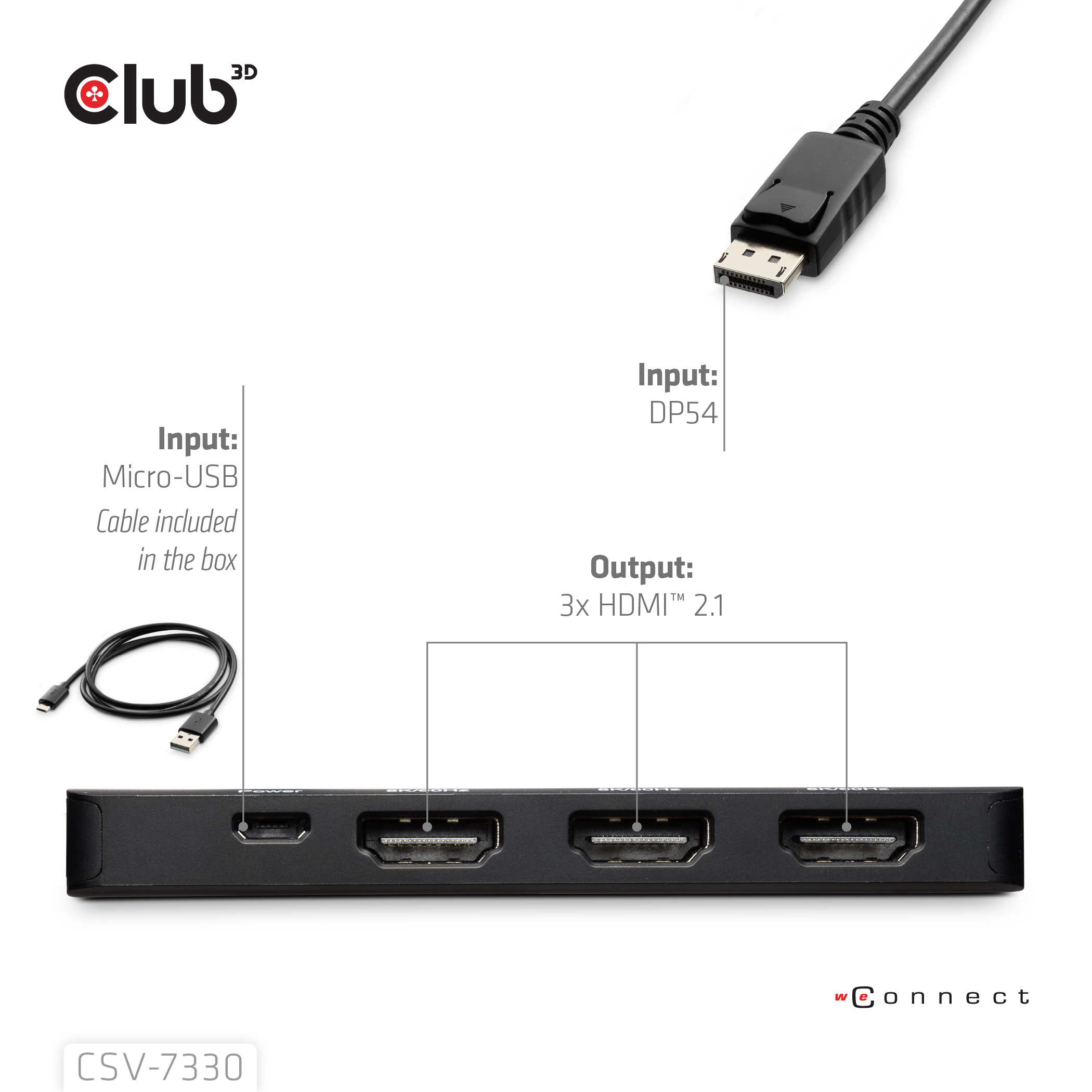 CLUB3D CSV-7330 interface hub DisplayPort
