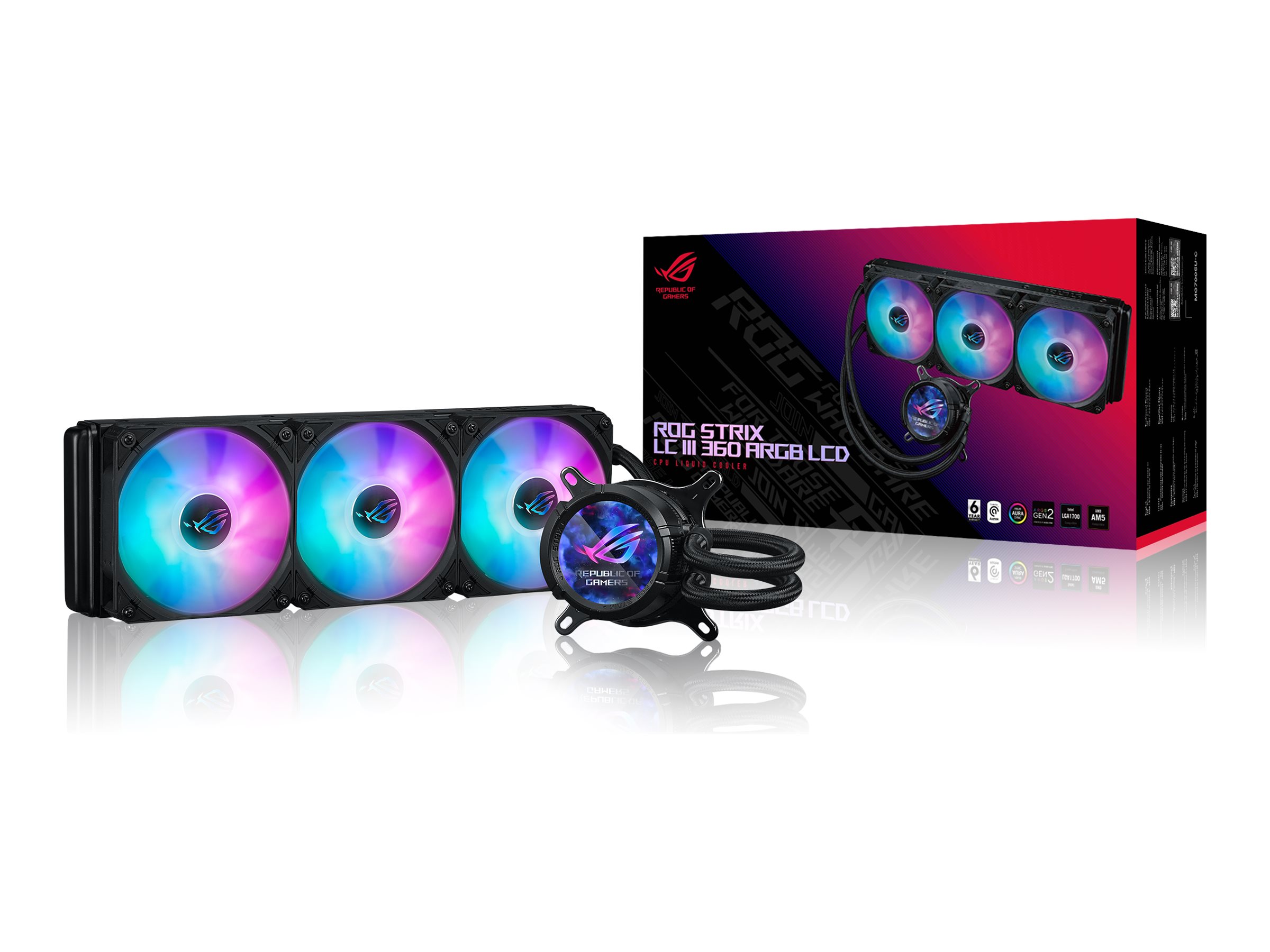 ASUS ROG STRIX LC III 360 ARGB LCD - Prozessor-Fl�ssigkeitsk�hlsystem - (f�r: LGA1700, LGA1200, LGA115x Socket, AM4, AM5)
