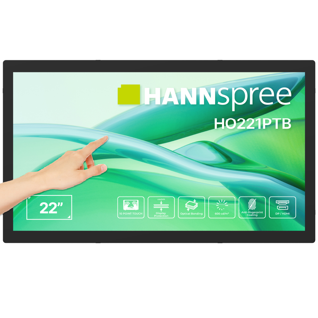 Hannspree HO221PTB pantalla de se�alizaci�n Pantalla plana para se�alizaci�n digital 54,5 cm (21.4) LCD 600 cd / m� Full HD Negro Pantalla t�ctil