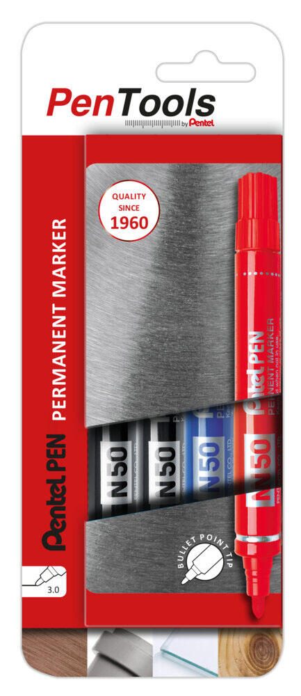 Pentel Permanent-Marker N50 Rundspitze 4er Etui sortiert in den Farben 2x