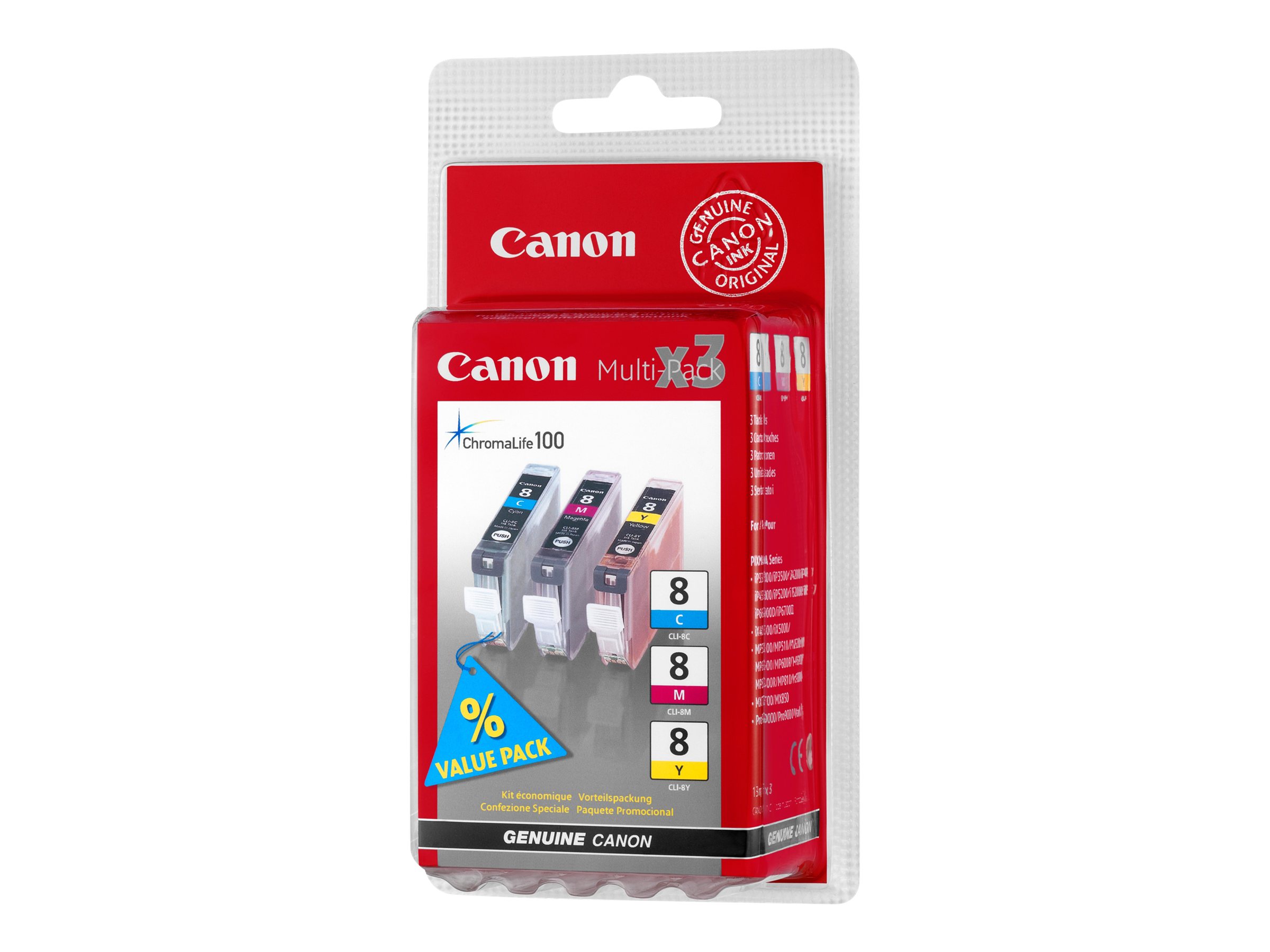 Canon CLI-8 CMY ink cartridge 3 pc(s) Original Cyan, Magenta, Yellow