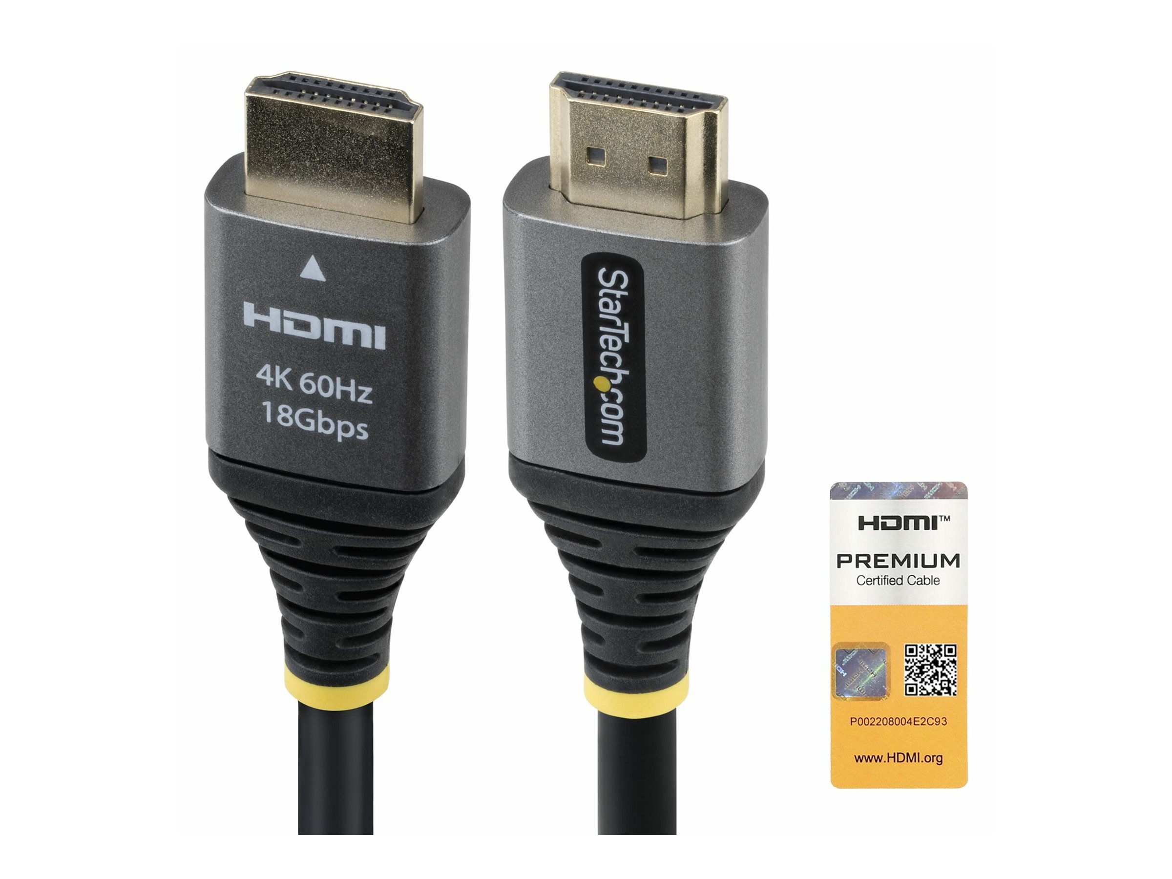 StarTech.com C�ble HDMI Haute Vitesse Certifi� Premium de 1,5m, 4K 60Hz/1440p 144Hz, C�ble HDMI 2.0 avec HDR10/ARC, 18 Gbps, C�ble HDMI 4K pour Moniteur/T�l�viseur/�cran, Gaine TPE Haute Flexibilit�