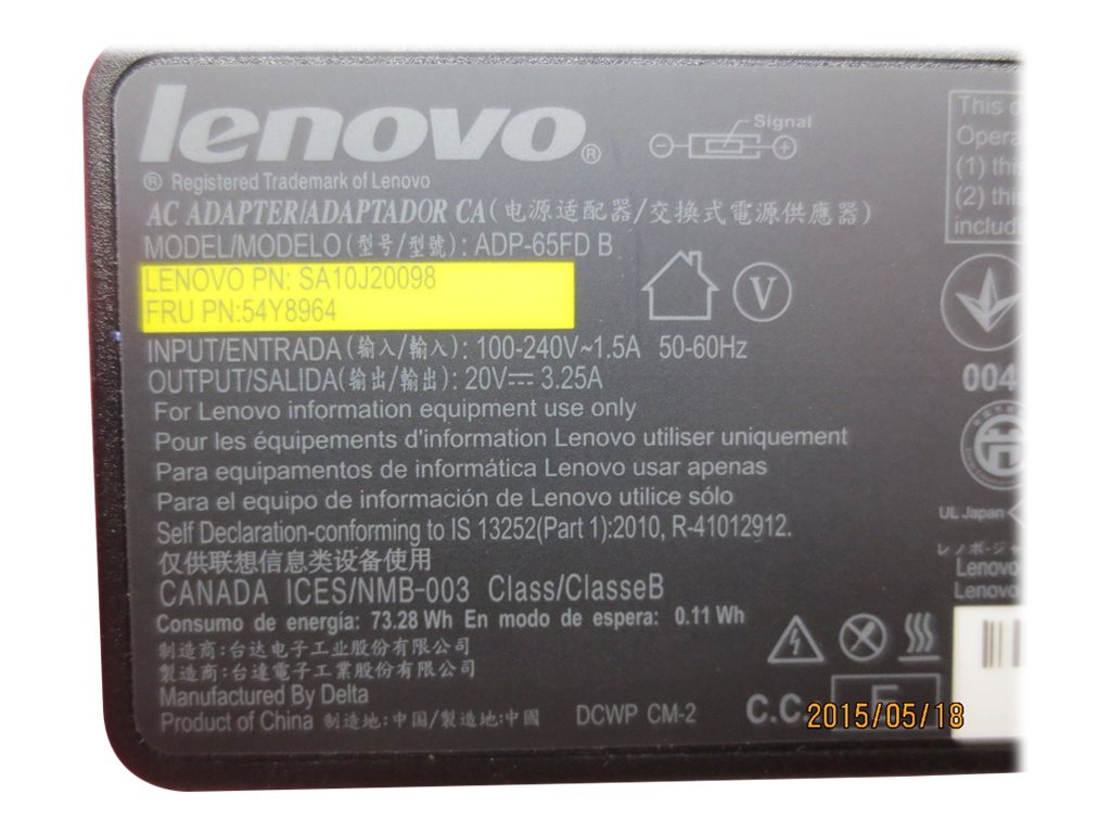 Lenovo 54Y8964 power adapter/inverter Indoor 65 W Black