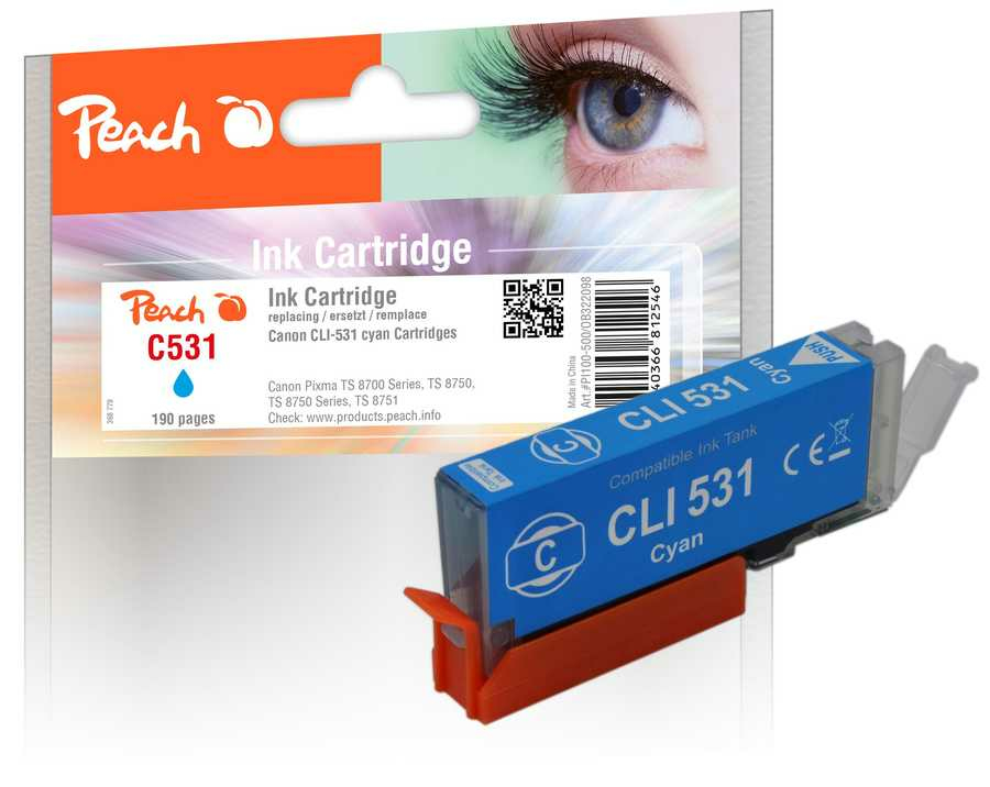 Peach PI100-500 cartuccia dinchiostro 1 pz Compatibile Resa standard Ciano