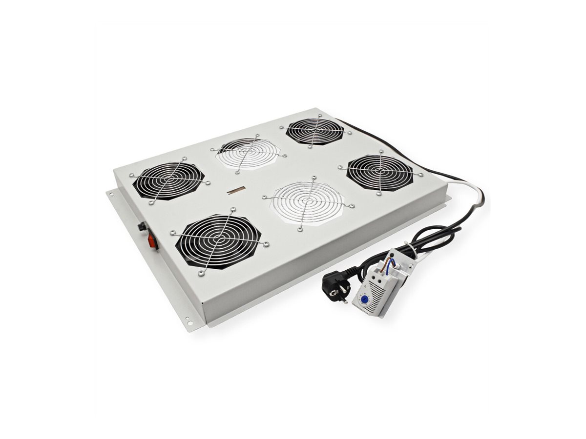 ROLINE Rack-L�fter - 4 Ventilatoren, mit Thermostat - auf Dach montierbar - RAL 7035, Hellgrau - 48.3 cm (19)