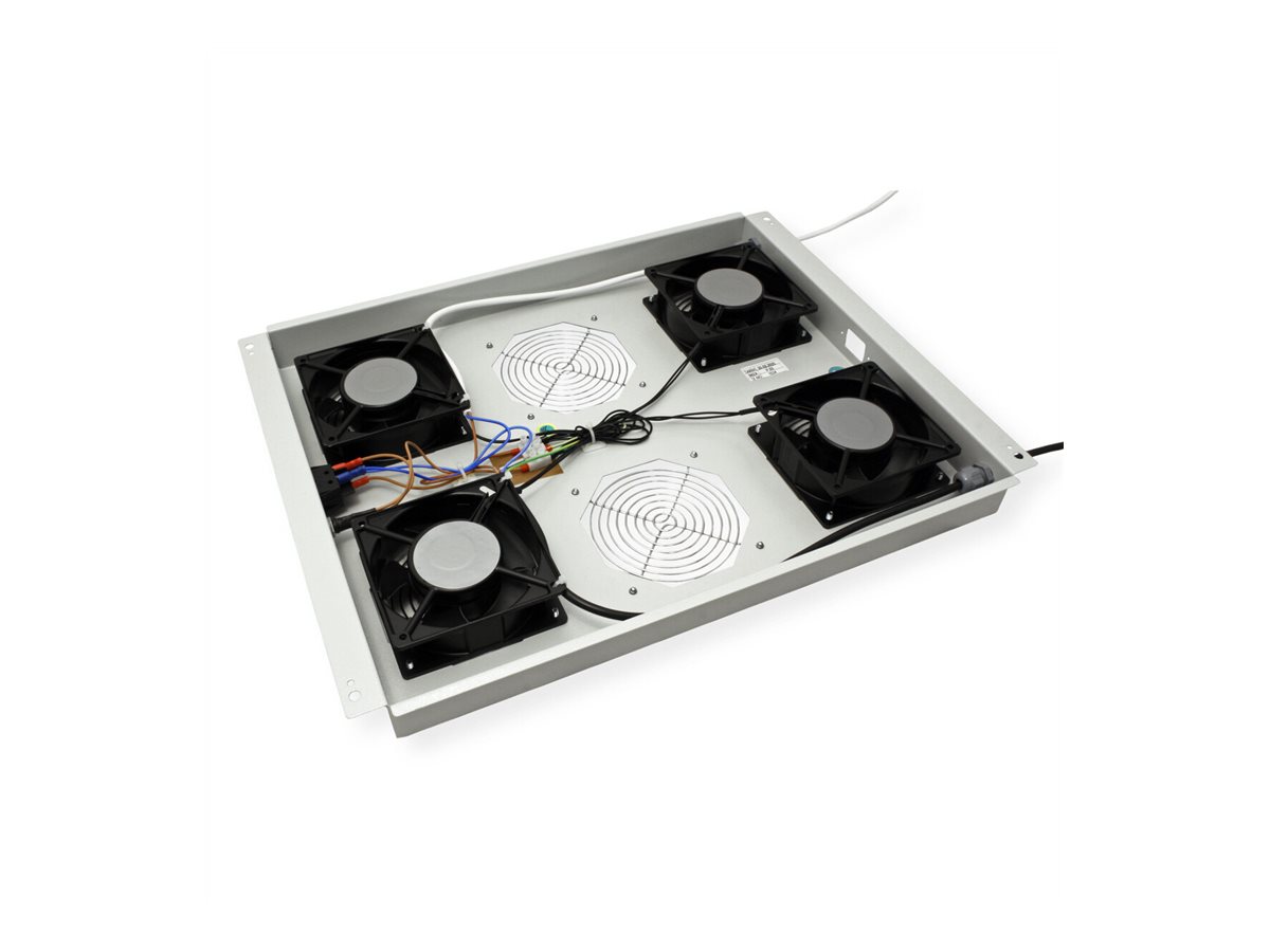ROLINE Rack-L�fter - 4 Ventilatoren, mit Thermostat - auf Dach montierbar - RAL 7035, Hellgrau - 48.3 cm (19)