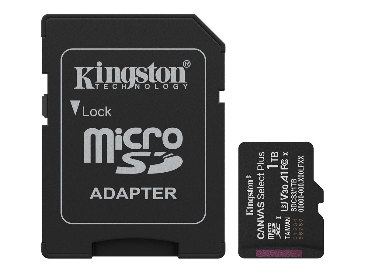 Kingston Technology 1TB microSDXC Canvas Select Plus Gen3 150MB/s A1 Card + Adapter