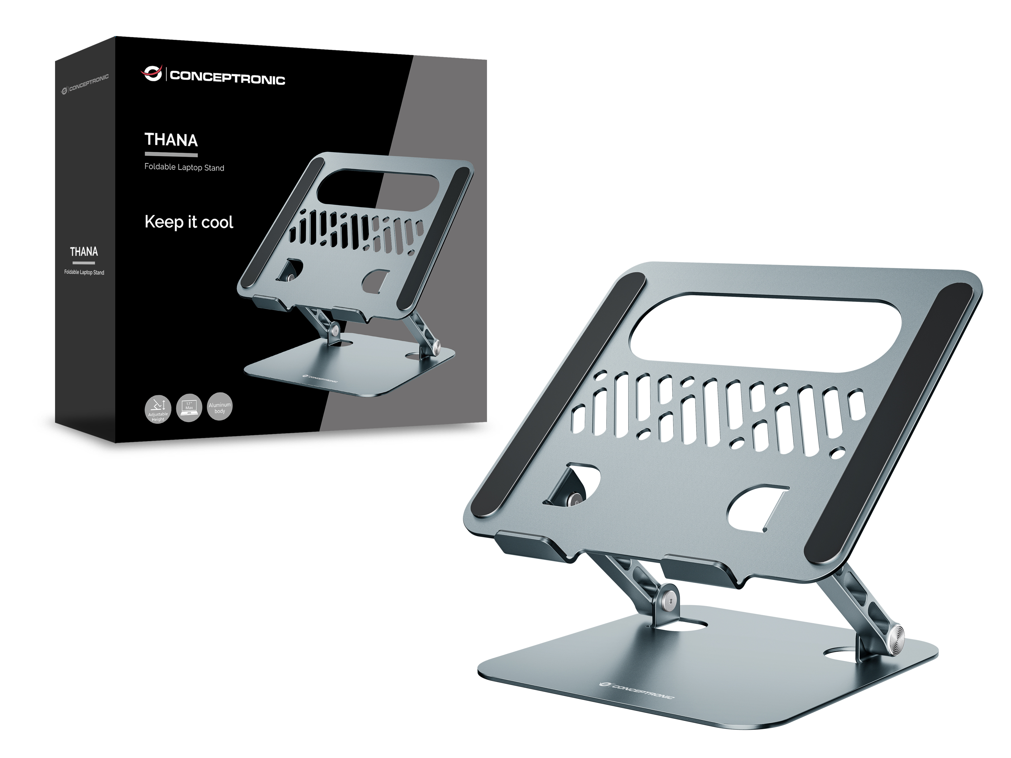 Conceptronic THANA10G Support de livres Supports de Laptop Gris 43,2 cm (17)
