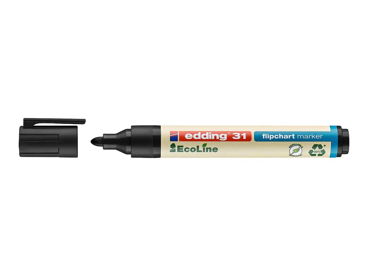 EDDING EcoLine 31 - Marker - f�r Flipchart - Schwarz, Rot, Blau, Gr�n - wasserbasierte Tinte - 1.5-3 mm (Packung mit 4)