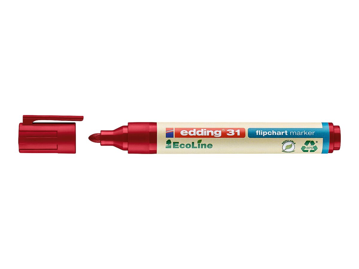 EDDING EcoLine 31 - Marker - f�r Flipchart - Schwarz, Rot, Blau, Gr�n - wasserbasierte Tinte - 1.5-3 mm (Packung mit 4)
