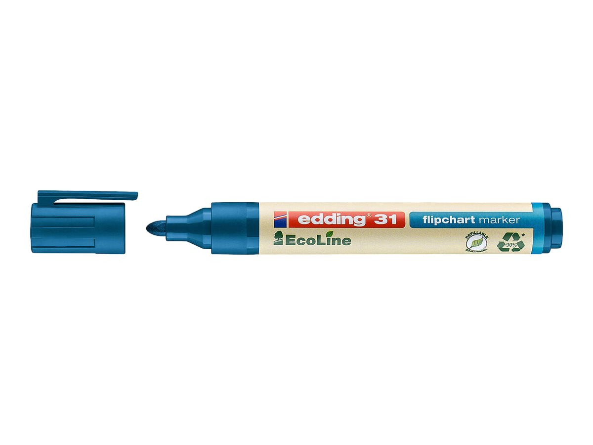 EDDING EcoLine 31 - Marker - f�r Flipchart - Schwarz, Rot, Blau, Gr�n - wasserbasierte Tinte - 1.5-3 mm (Packung mit 4)