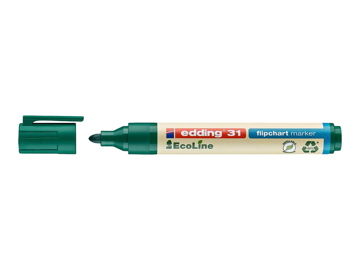 EDDING EcoLine 31 - Marker - f�r Flipchart - Schwarz, Rot, Blau, Gr�n - wasserbasierte Tinte - 1.5-3 mm (Packung mit 4)