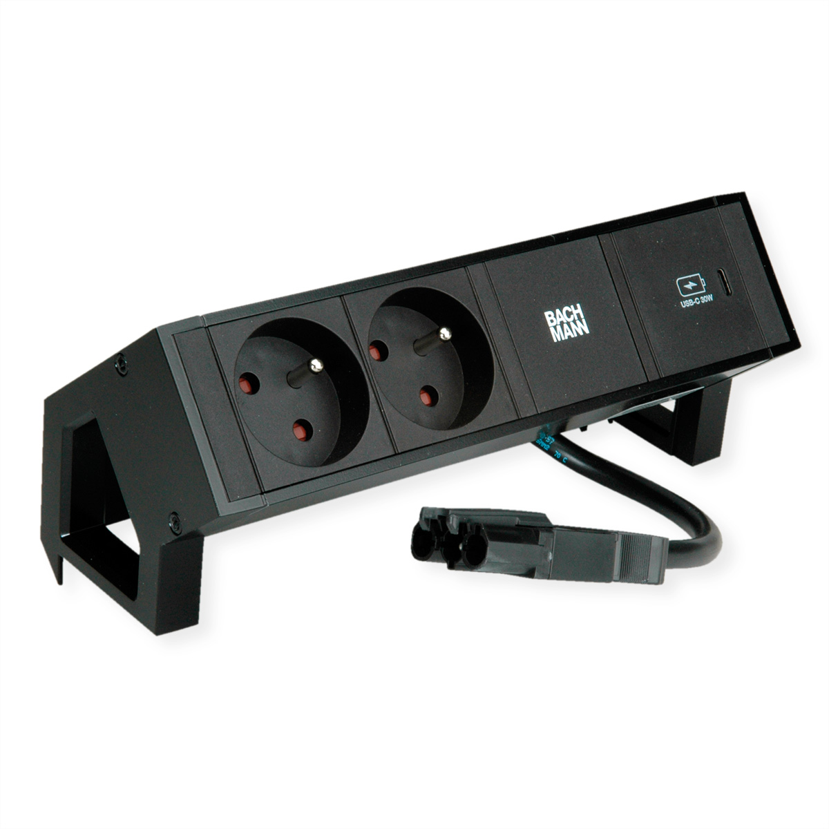 Bachmann DESK2 2xUTE 1xUSB C 30W 0.2m RAL9005 - Steckdosenleiste