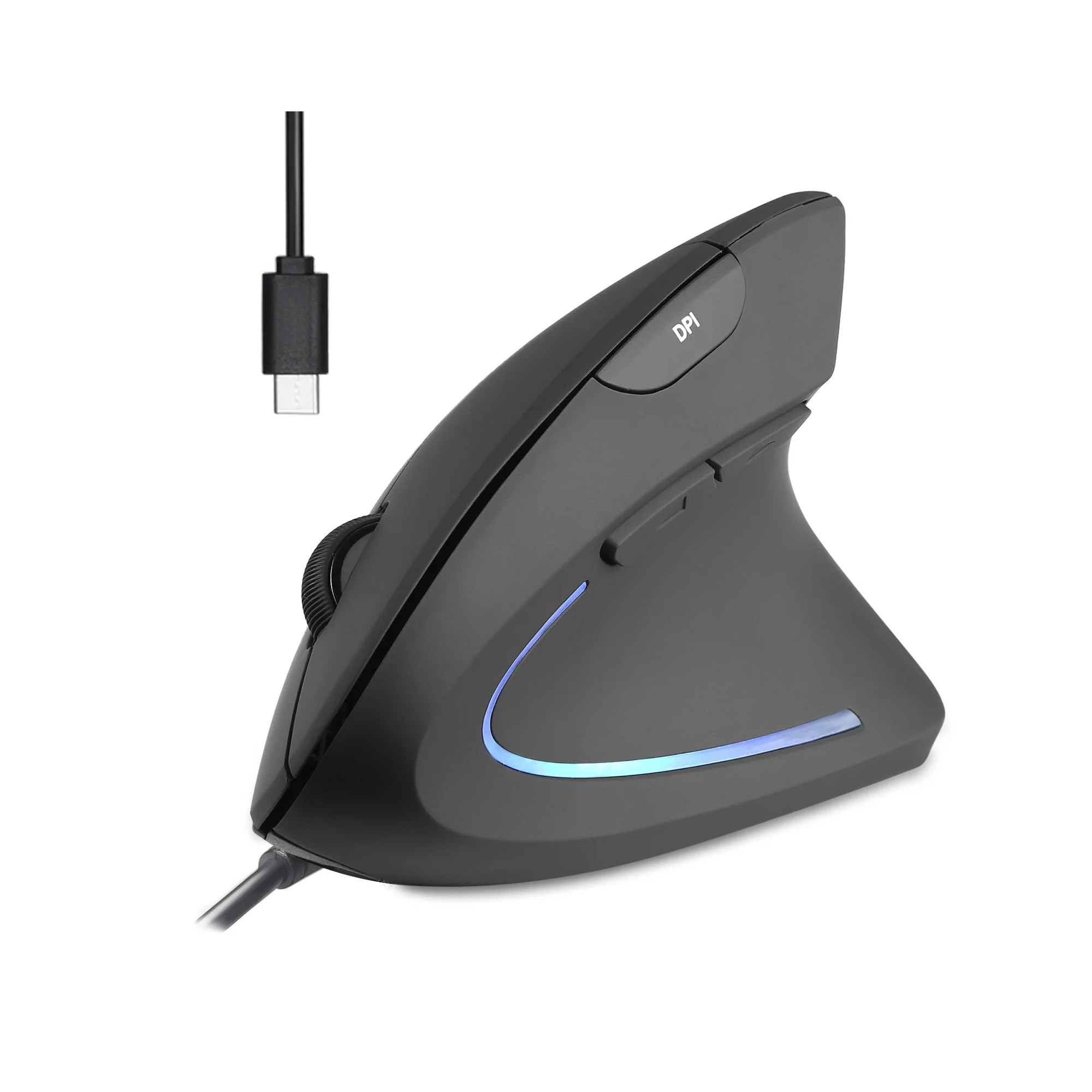 Perixx PERIMICE-513 C Vertikale Ergonomie-Maus USB-C schwarz Rechtsh�nder