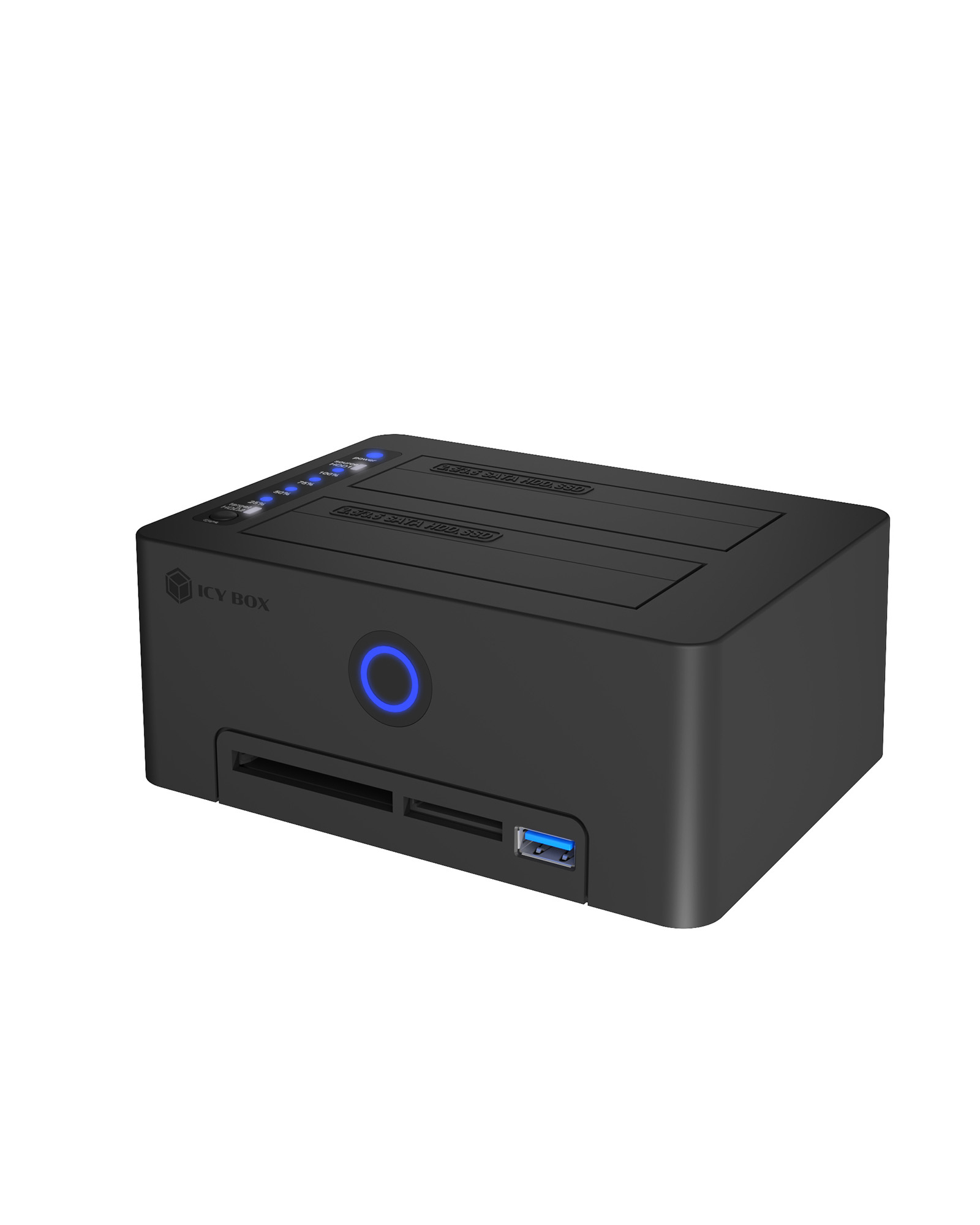 ICY BOX IB-1233CL-CR - HDD / SSD Dockingstation - Klonstation Sch�chte: 2 - 2,5 / 3,5 gemeinsam genutzt (6,4 cm/8,9 cm gemeinsam genutzt)
