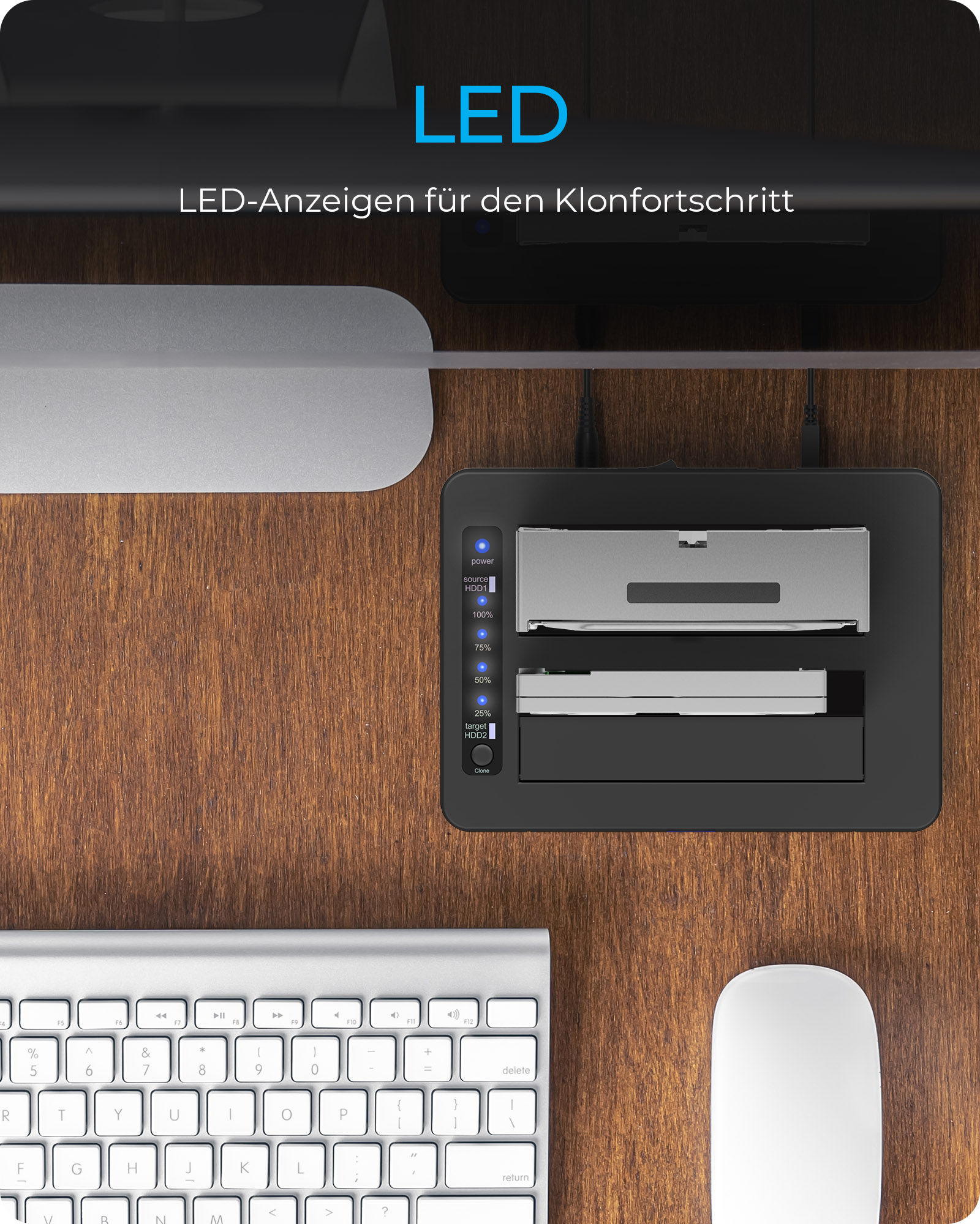 ICY BOX IB-1233CL-CR - HDD / SSD Dockingstation - Klonstation Sch�chte: 2 - 2,5 / 3,5 gemeinsam genutzt (6,4 cm/8,9 cm gemeinsam genutzt)