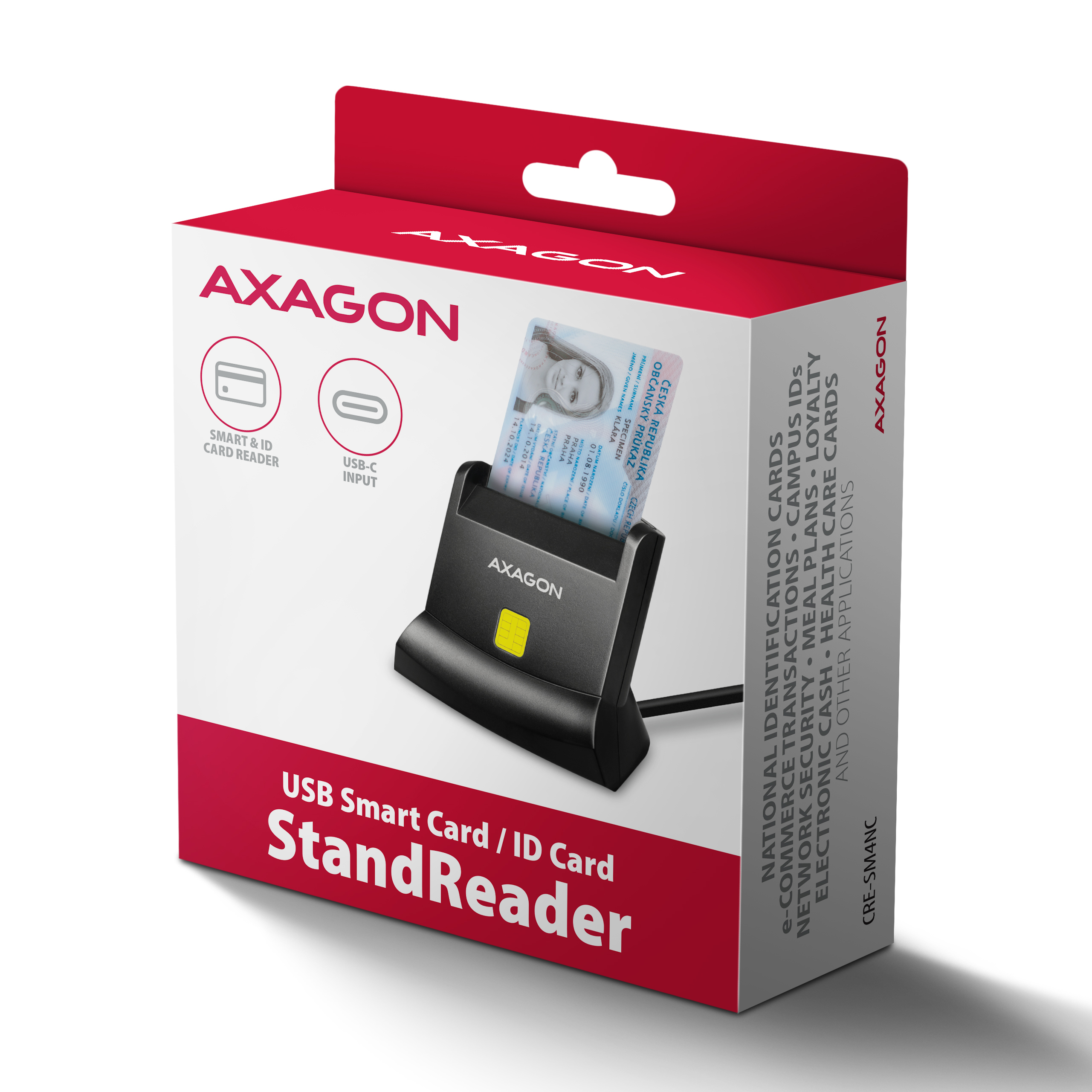 Axagon CRE-SM4NC lecteur de cartes � puce Int�rieure USB USB 2.0 Noir