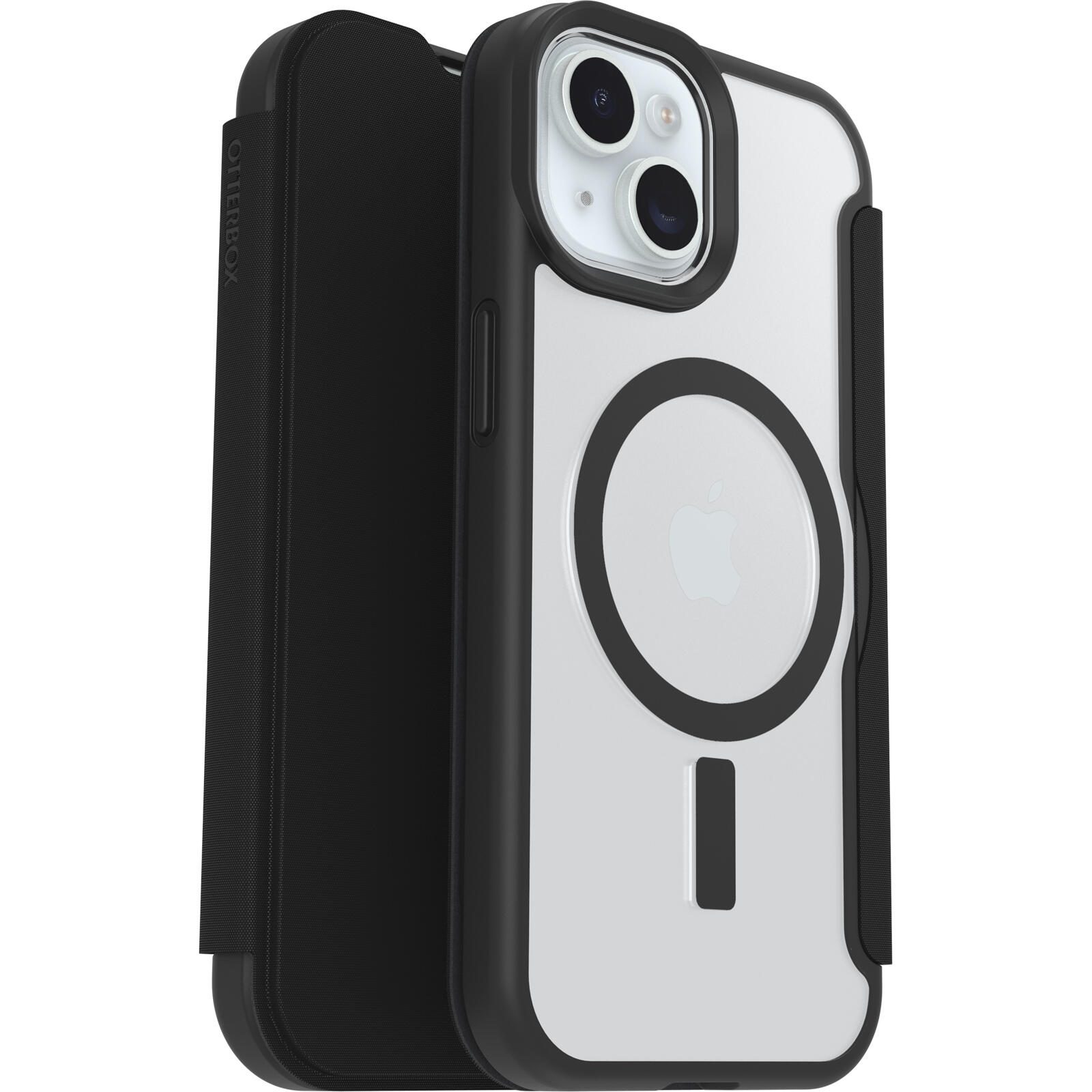 OtterBox React Folio Series - Flip-Hlle fr Mobiltelefon - kompatibel mit MagSafe - Black Crystal (transparent/schwarz)