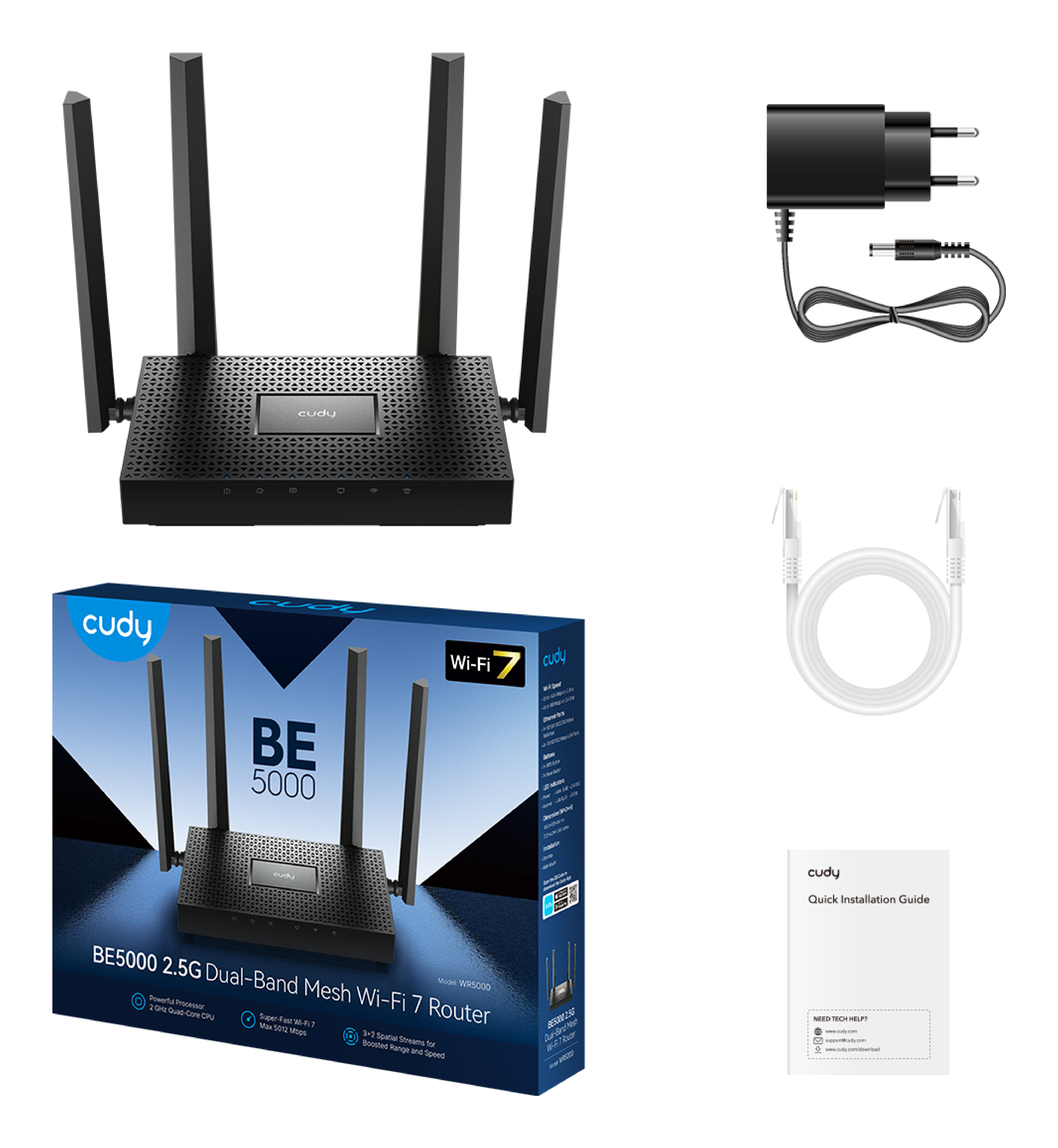 CUDY BE5000 2.5G Wi-Fi 7 Mesh Router WR5000 - Router - 4,32 Gbps