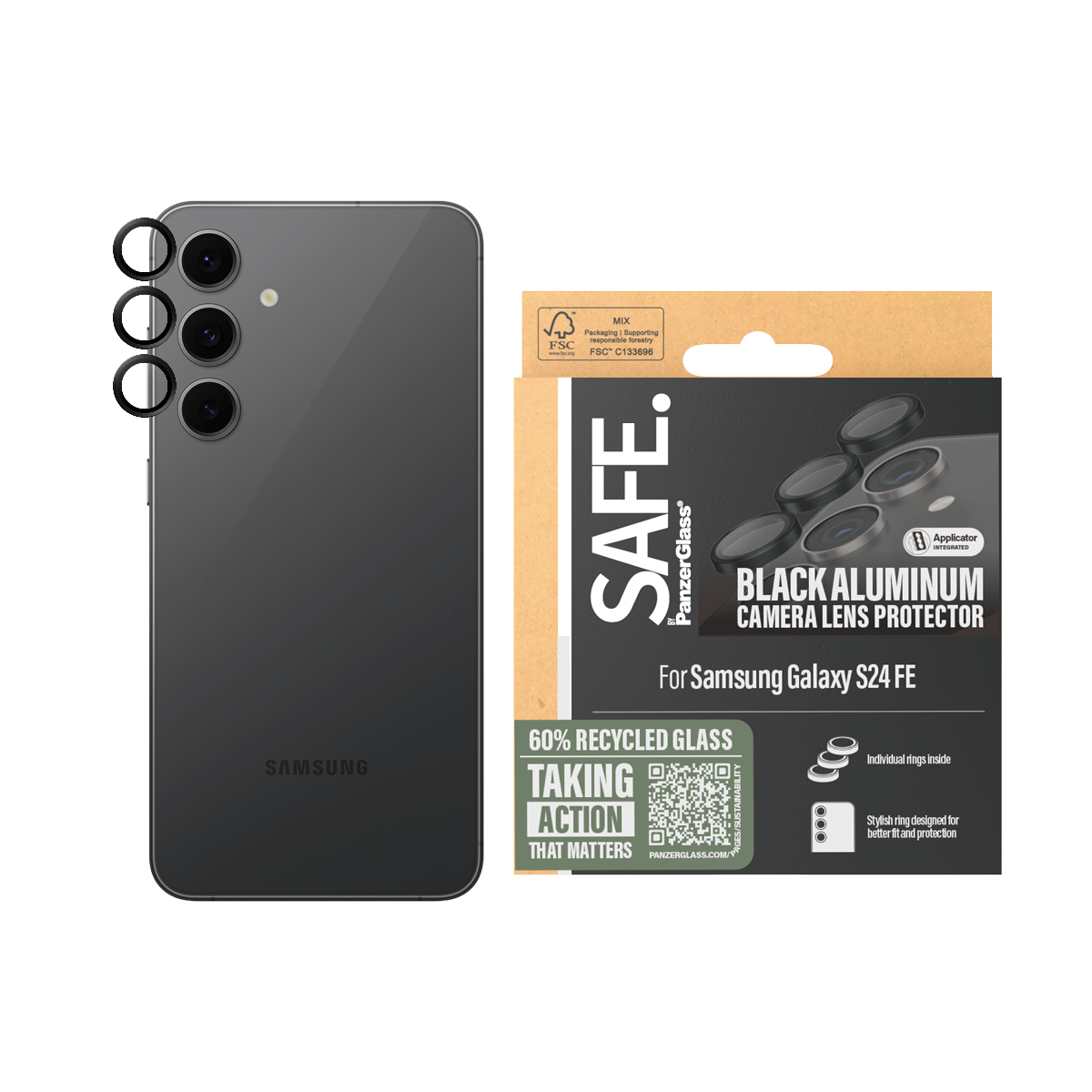 PanzerGlass SAFE. by  Camera Lens Protector Black Samsung Galaxy S24 FE