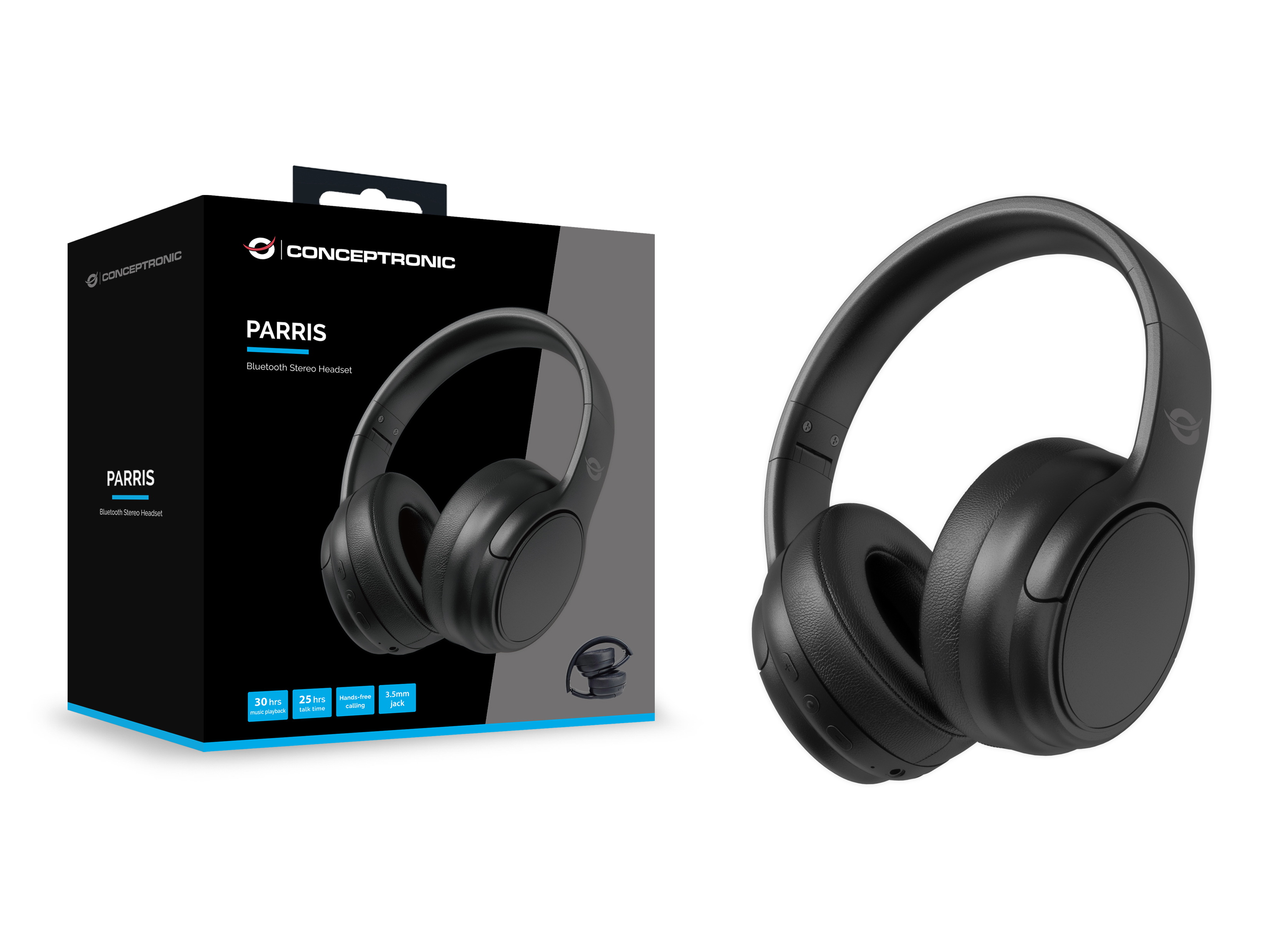 Conceptronic PARRIS03B auricular y casco Auriculares Inalmbrico y almbrico Diadema Llamadas/Msica Bluetooth Negro