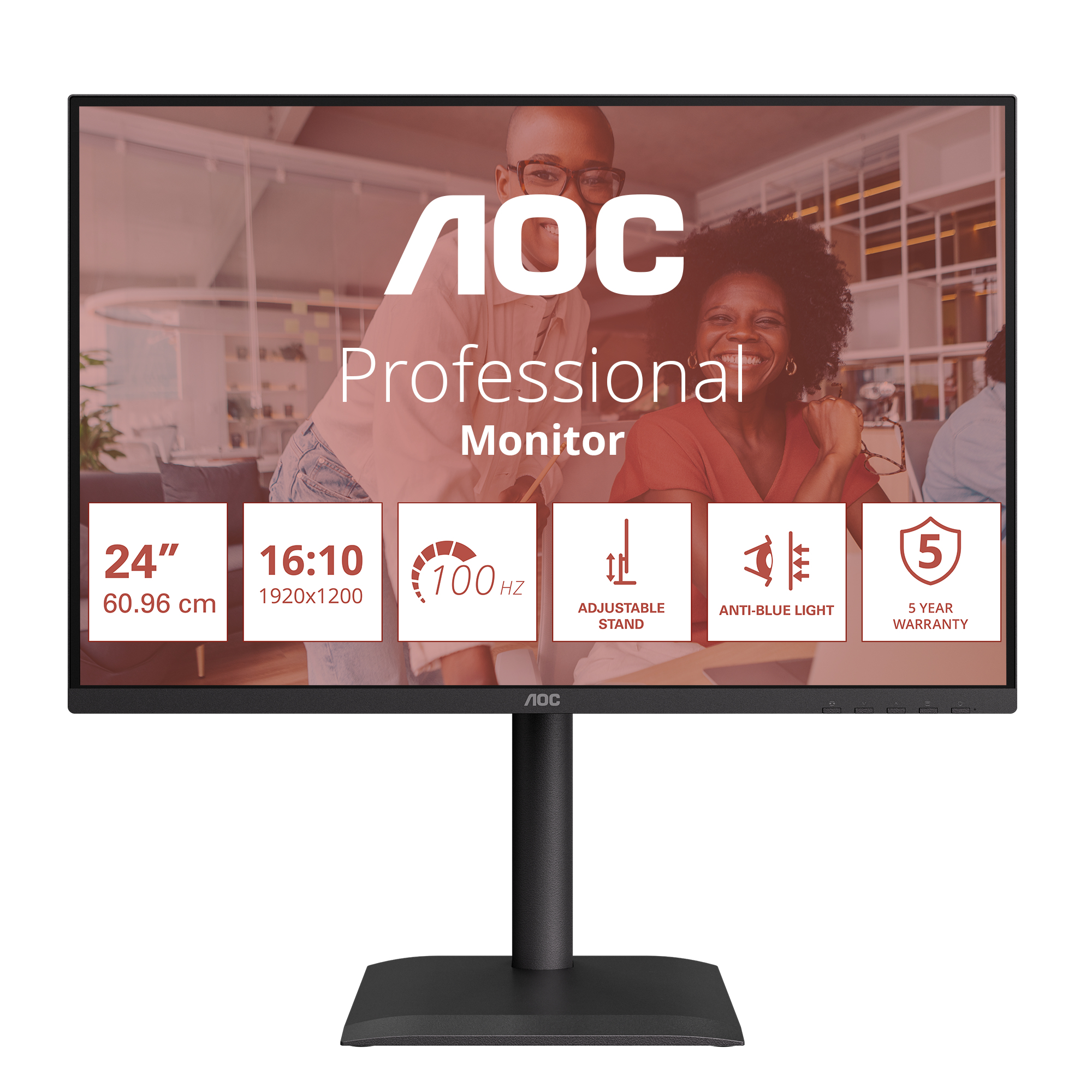 AOC E4 X24E4U computer monitor 61 cm (24) 1920 x 1200 pixels Full HD LED Black