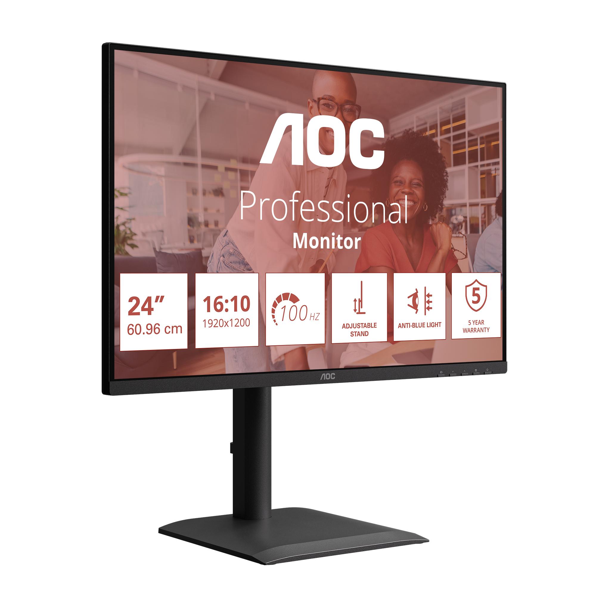 AOC E4 X24E4U computer monitor 61 cm (24) 1920 x 1200 pixels Full HD LED Black