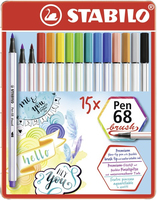STABILO Pen 68 brush rotulador Multicolor 15 pieza(s)