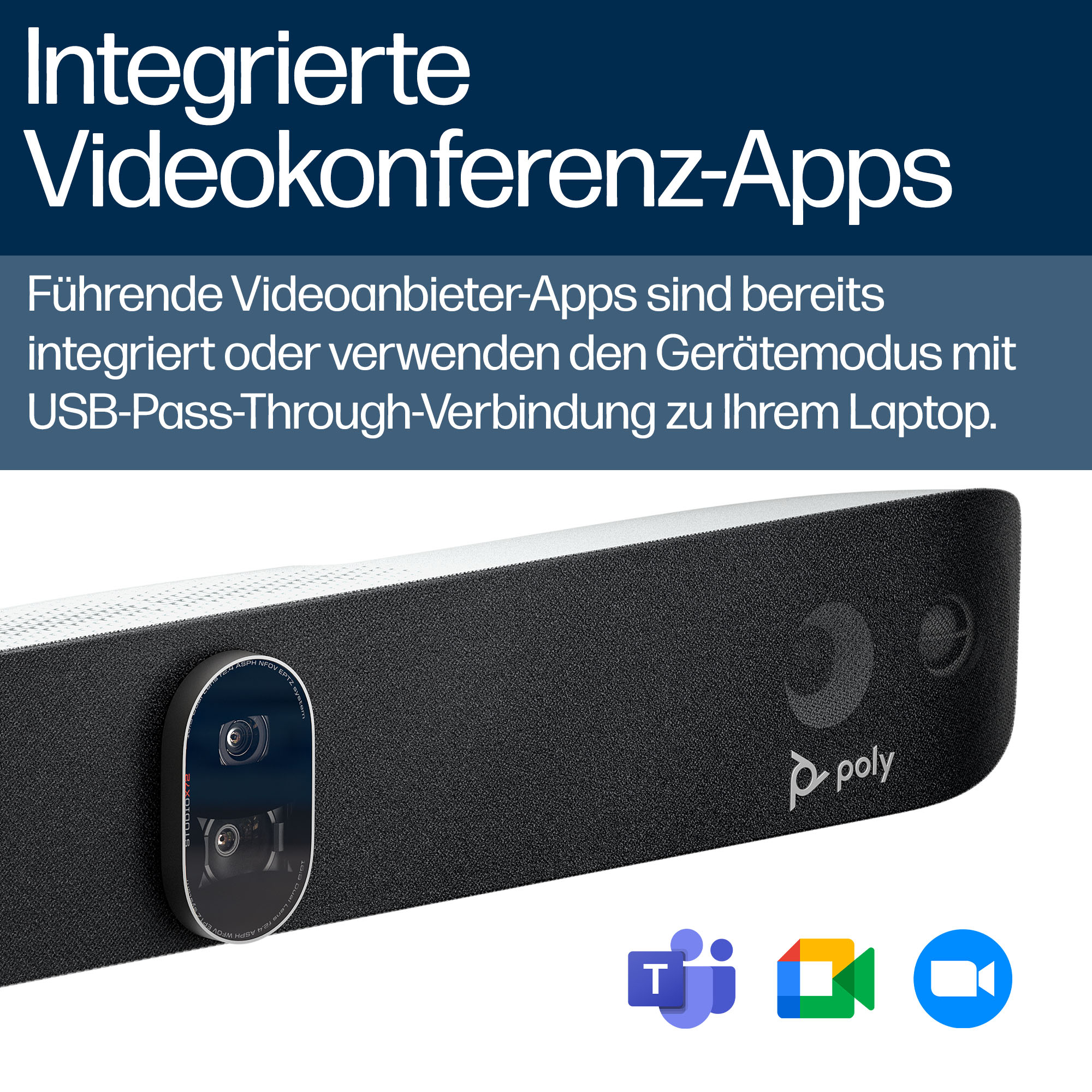 Poly HP Poly Studio X72 - Ohne Stromkabel - All-in-One Videoleiste