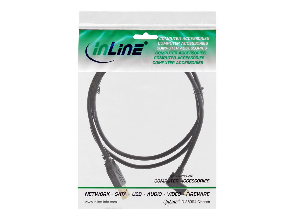 InLine Micro USB 2.0 Cable USB Type A male / Micro-B male, angled, black, 1m
