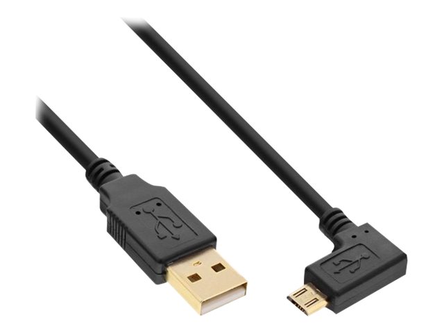 InLine Micro USB 2.0 Cable USB Type A male / Micro-B male, angled, black, 1m