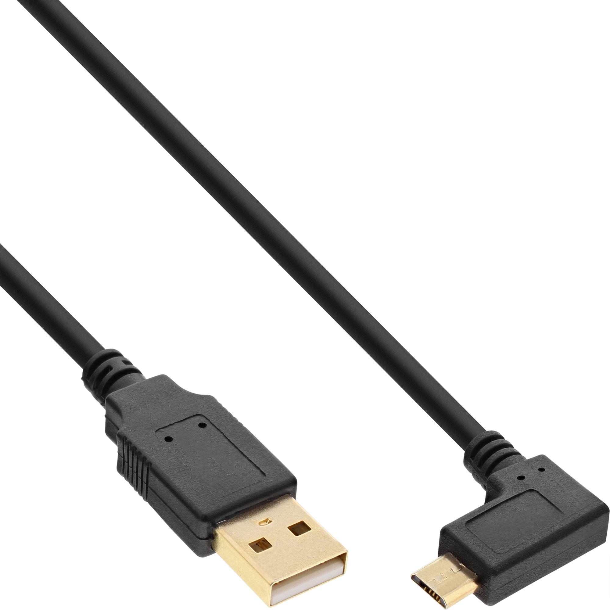 InLine Micro USB 2.0 Cable USB Type A male / Micro-B male, angled, black, 1m