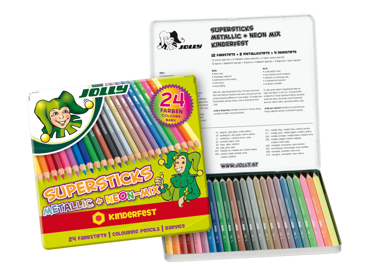 Sax 24 JOLLY SUPERSTICKS METALLIC+ NEON-MIX Buntstifte farbsortiert