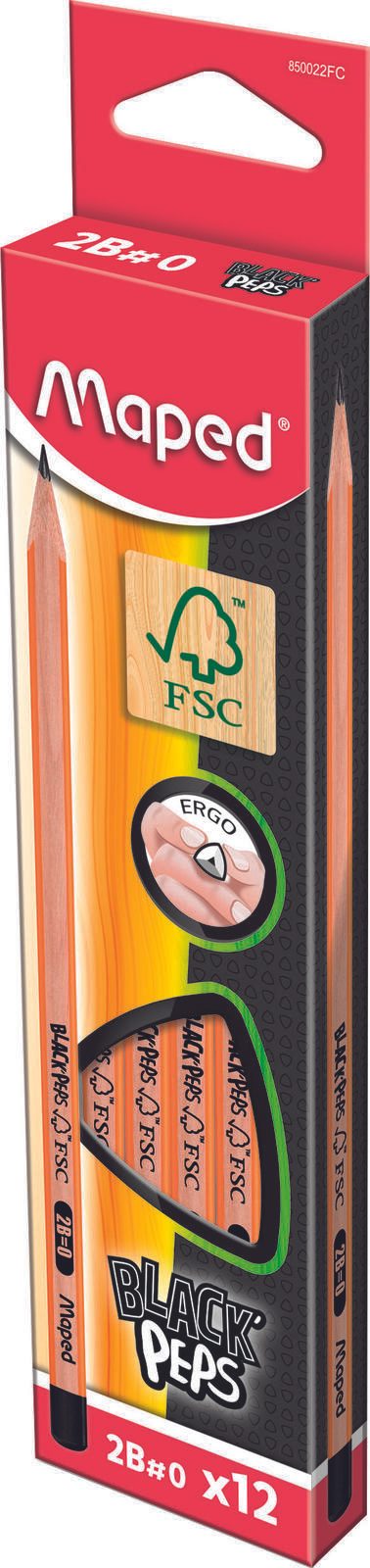 Maped BLACKPEPS Bleistifte 2B schwarz/Holz 12 St.