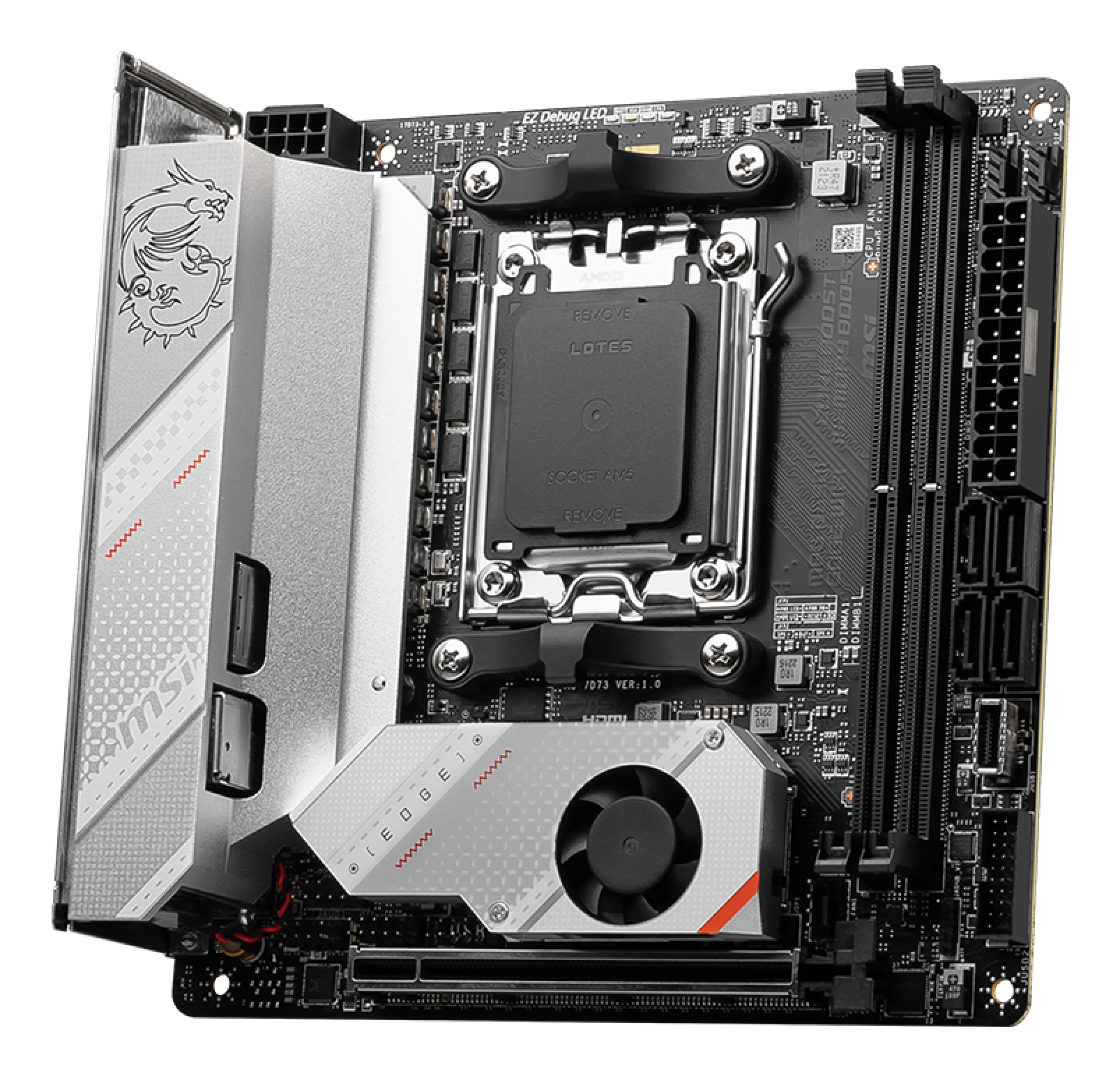 MSI MPG B650I EDGE WIFI - Motherboard - Mini-ITX - Socket AM5 - AMD B650 Chipsatz - USB 3.2 Gen 2, USB-C 3.2 Gen2, USB 3.2 Gen 1, USB-C 3.2 Gen 2x2 - 2.5 Gigabit LAN, Wi-Fi 6, Bluetooth - Onboard-Grafik (CPU erforderlich)