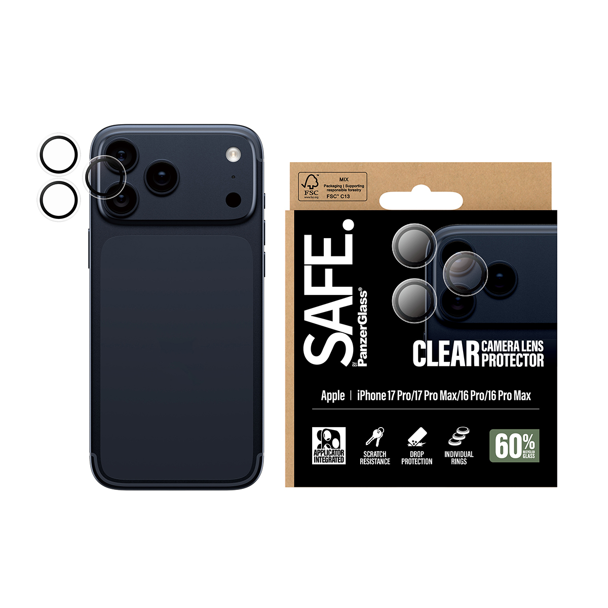 PanzerGlass SAFE. Camera Lens Protector transparent iPhone 17 Pro/Max/16 Pro/Max