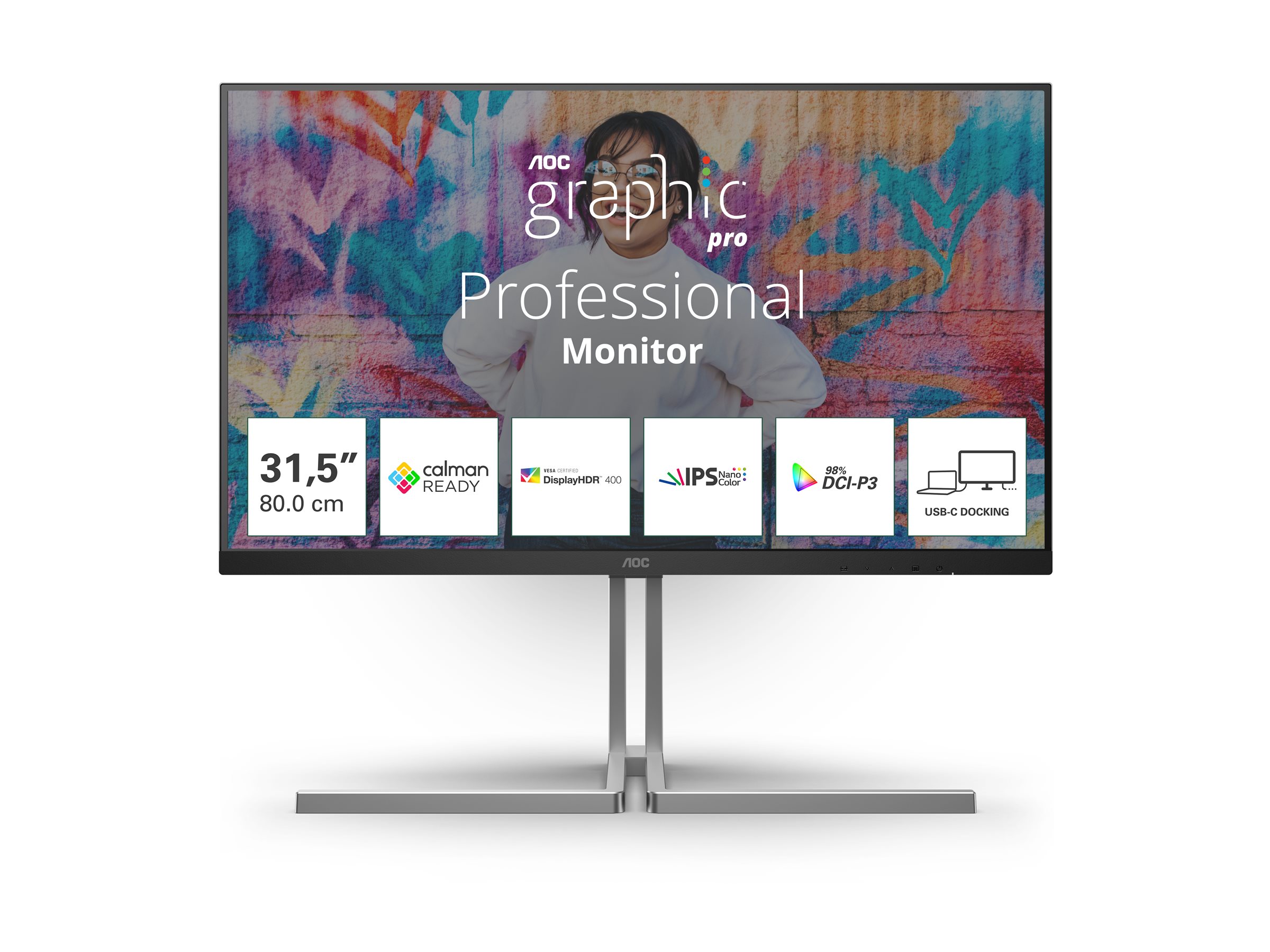 AOC U32U3CV pantalla para PC 80 cm (31.5) 3840 x 2160 Pixeles 4K Ultra HD LCD Negro