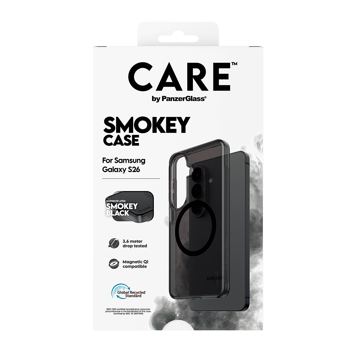 PanzerGlass CARE by � Smokey Case w. Black Qi Samsung Galaxy S26 funda para tel�fono m�vil Negro