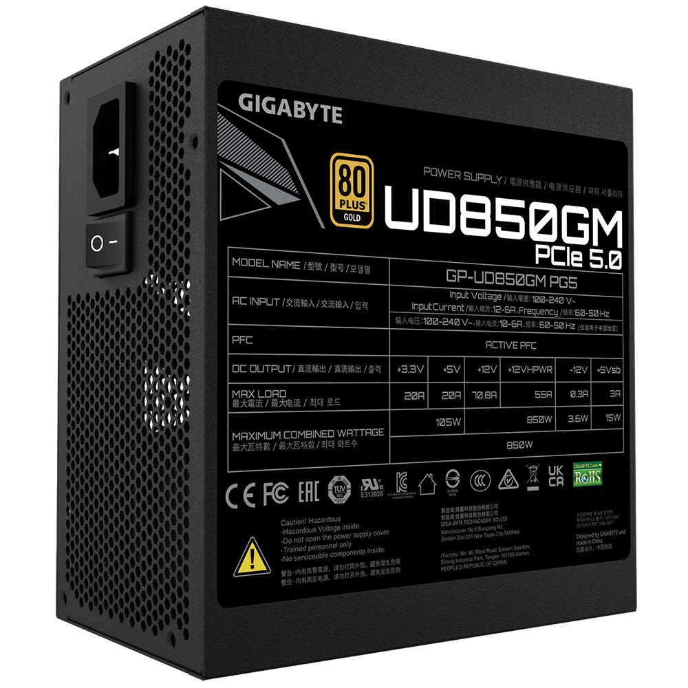 Gigabyte GP-UD850GM PG5 unidad de fuente de alimentaci�n 850 W 20+4 pin ATX ATX Negro