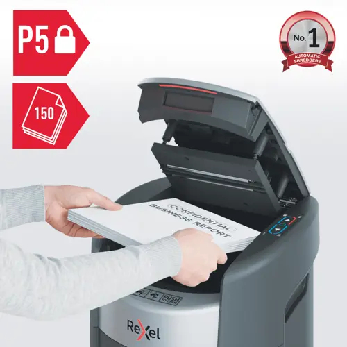 Rexel ShredMax AutoFeed+ 150M automatic paper shredder P5 15-litre waste