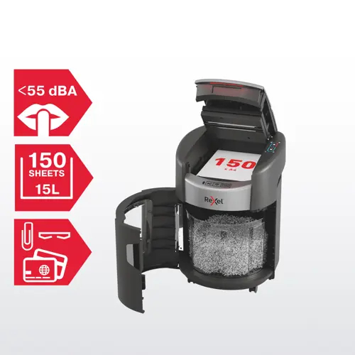 Rexel ShredMax AutoFeed+ 150M automatic paper shredder P5 15-litre waste