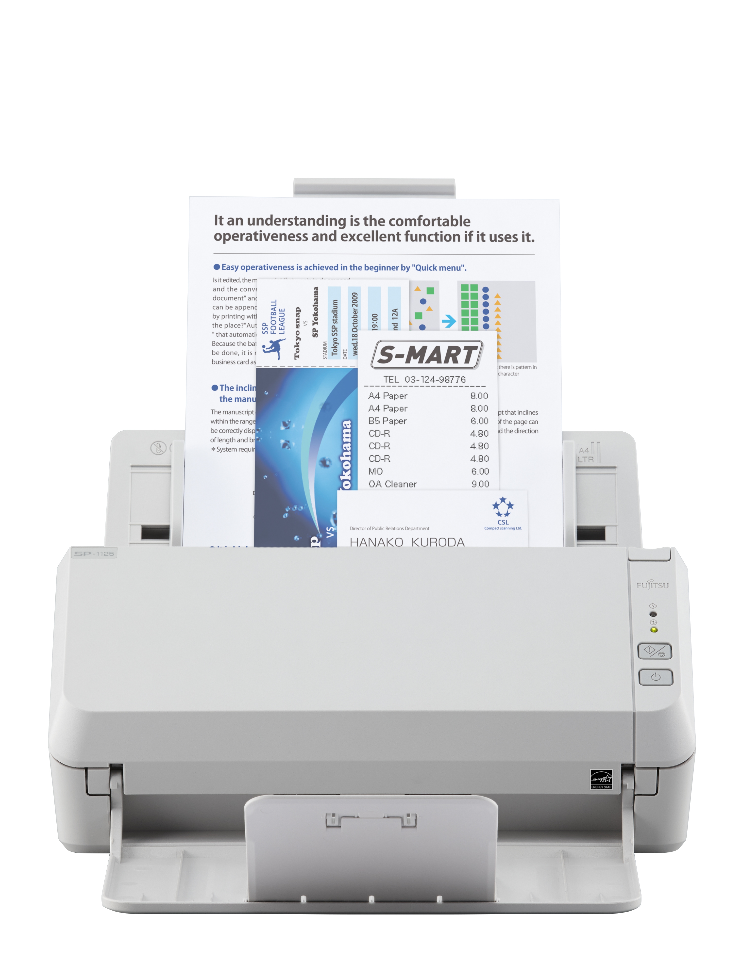 Fujitsu SP-1125 - Dokumentenscanner - Dual CIS - Duplex - A4 - 600 dpi x 600 dpi - bis zu 25 Seiten/Min. (einfarbig)